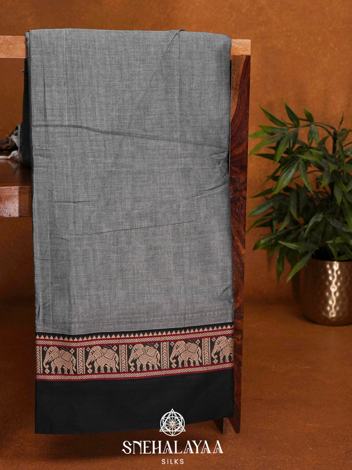 Grey Narayanpet Cotton Saree