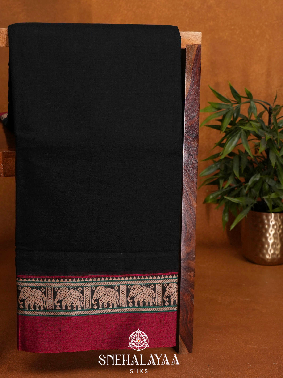 Black Narayanpet Cotton Saree