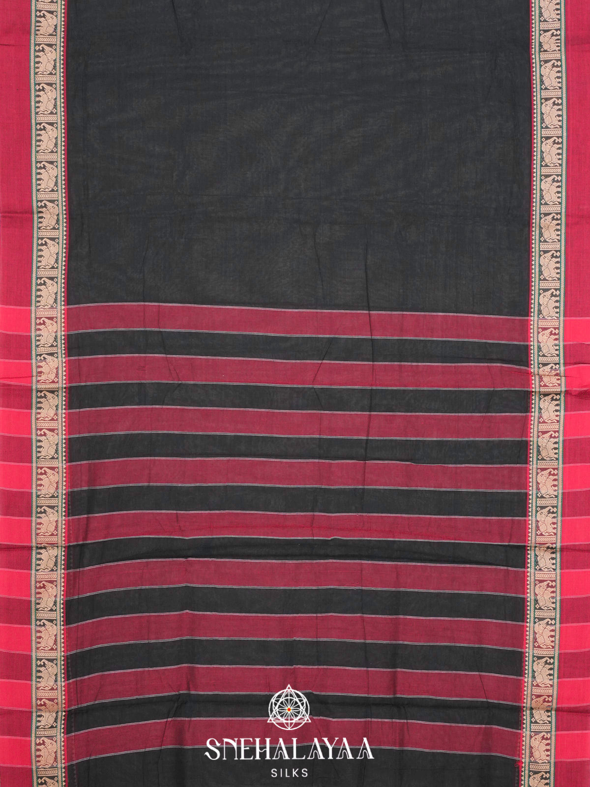 Black Narayanpet Cotton Saree