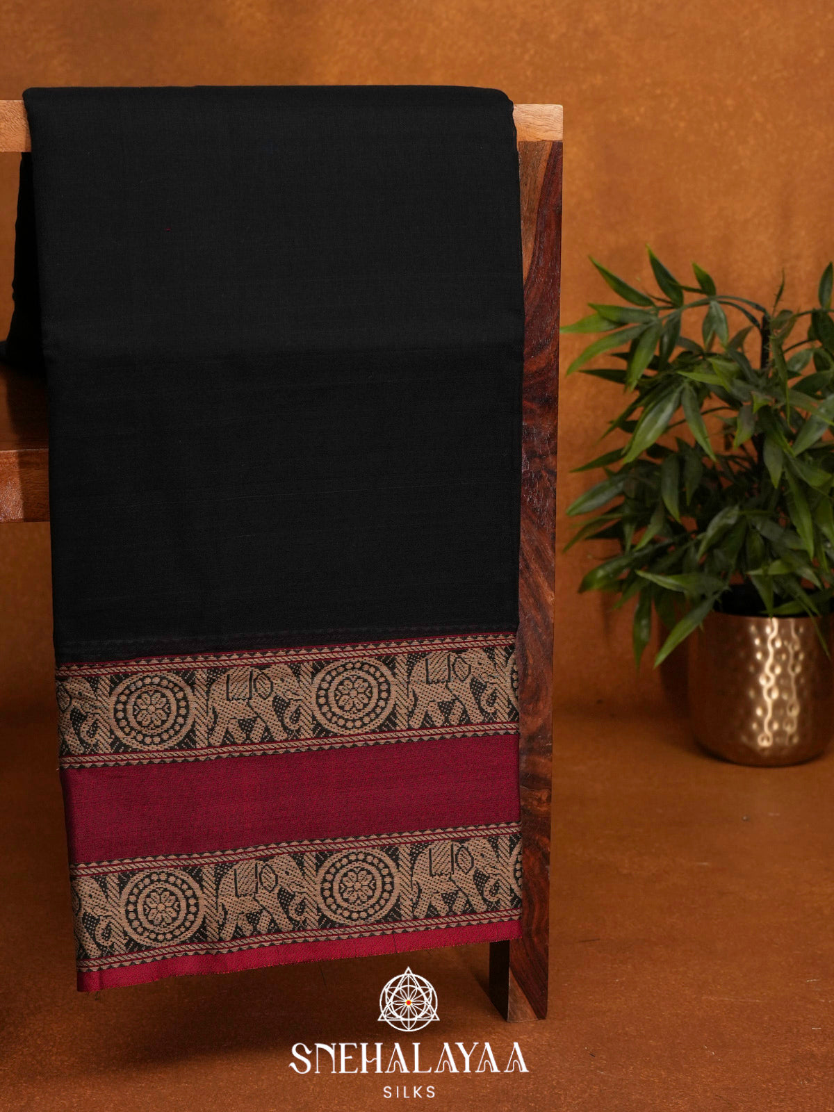Black Narayanpet Cotton Saree