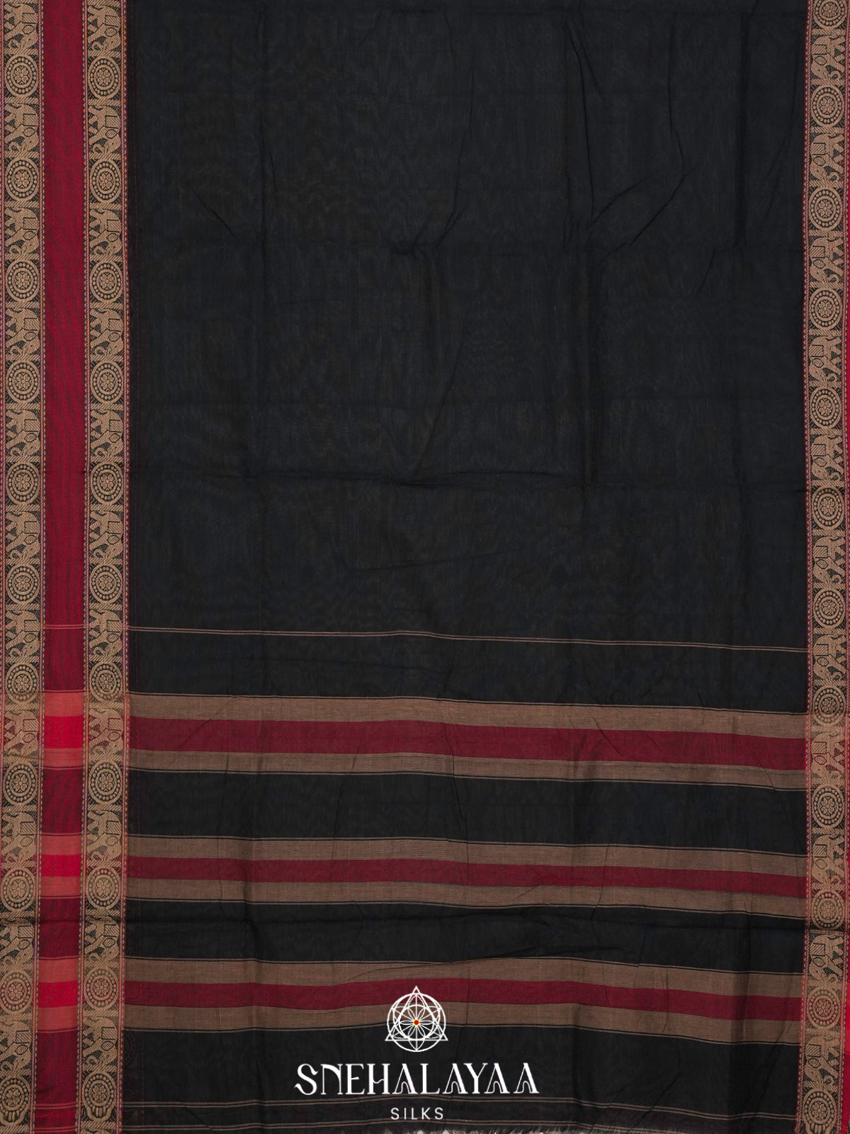 Black Narayanpet Cotton Saree
