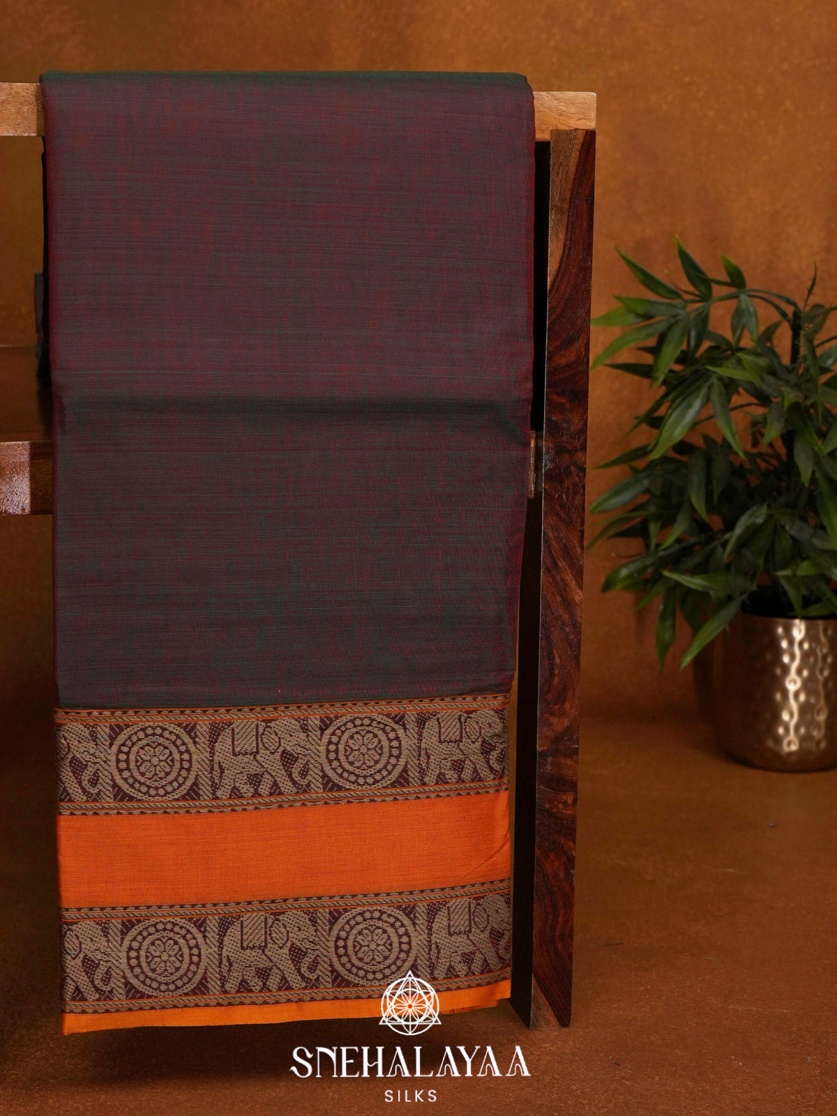 Brown Narayanpet Cotton Saree