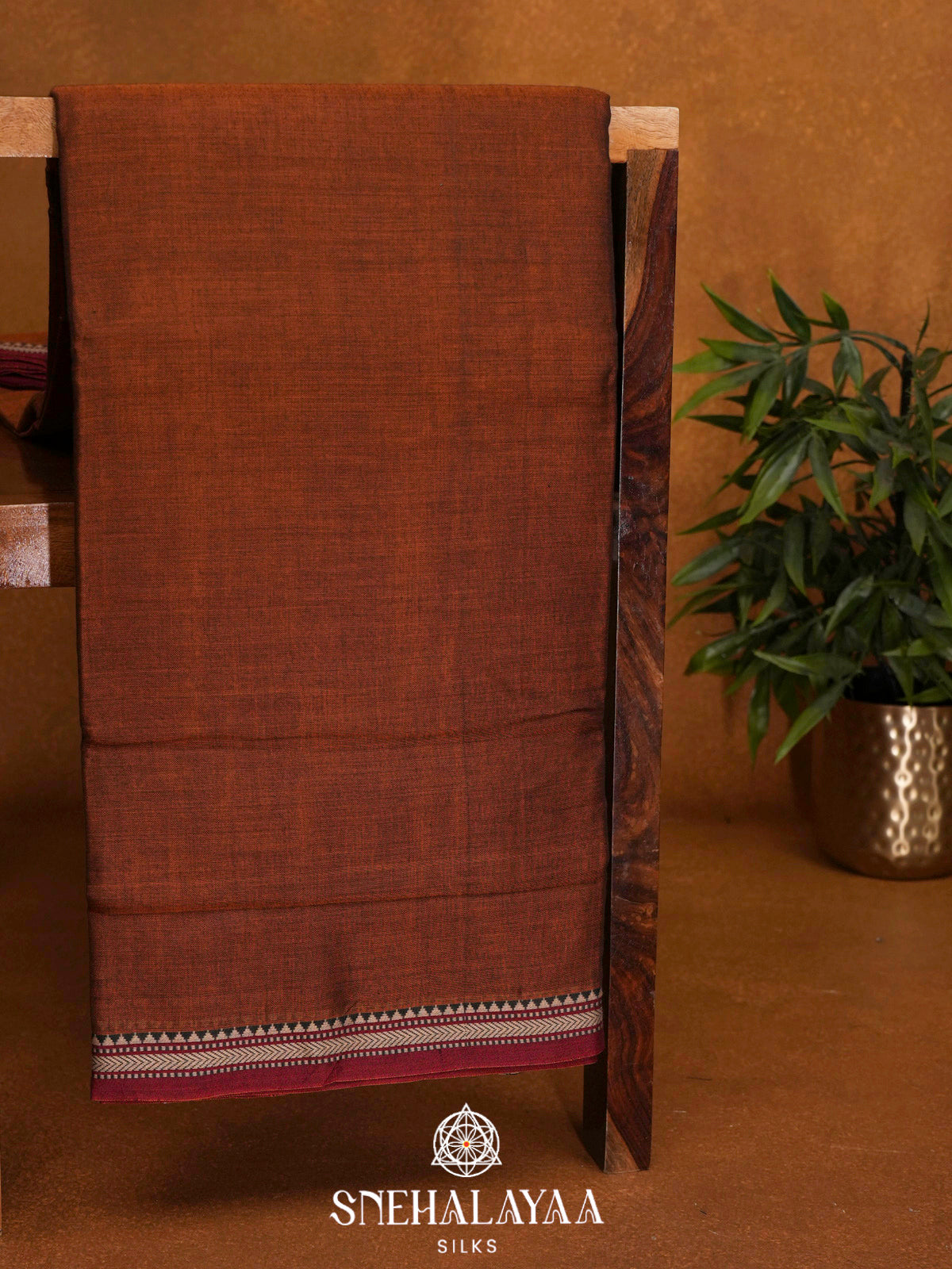 Cinnamon Brown Narayanpet Cotton Saree