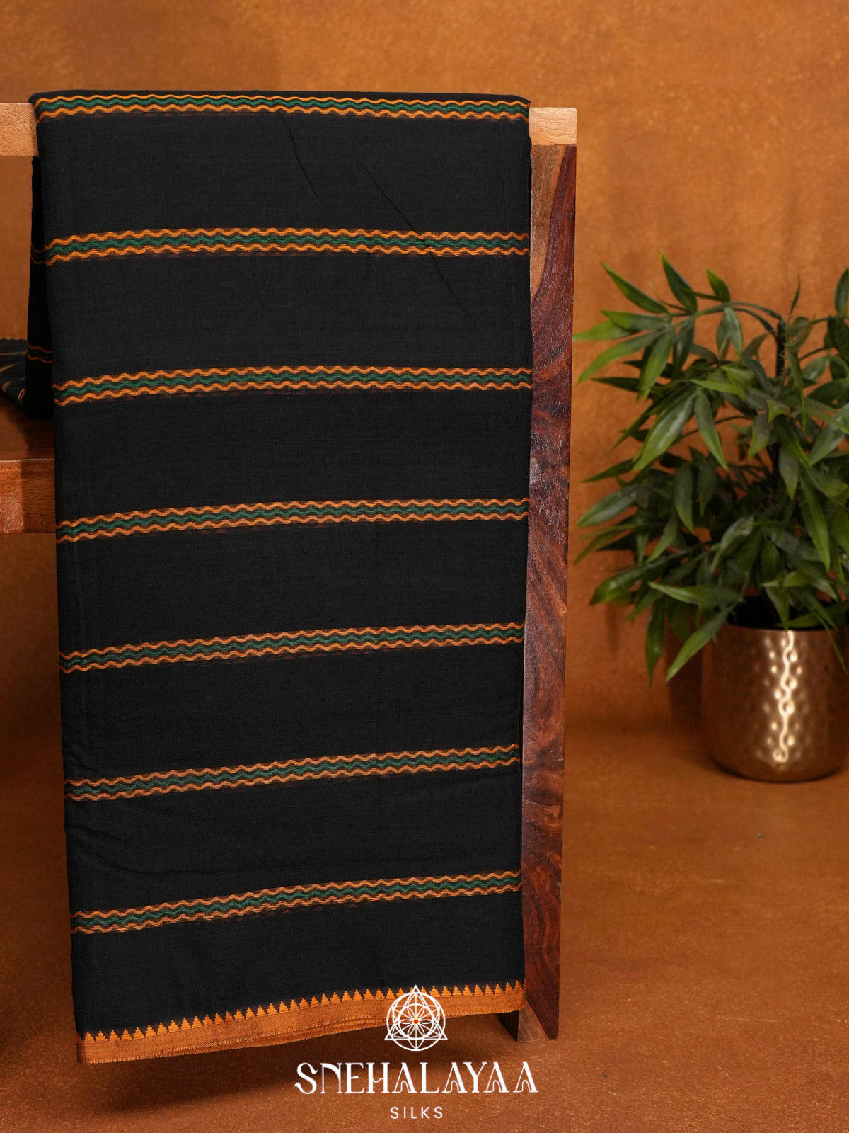 Black Narayanpet Cotton Saree