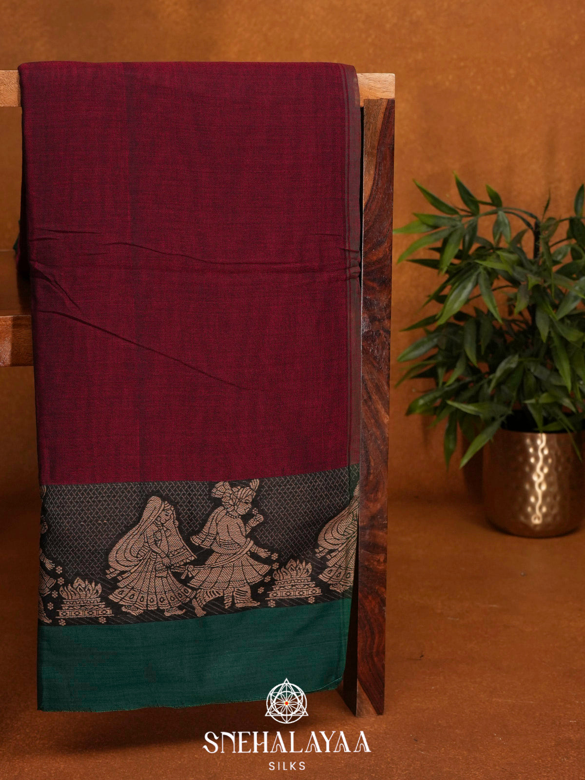 Maroon Narayanpet Cotton Saree