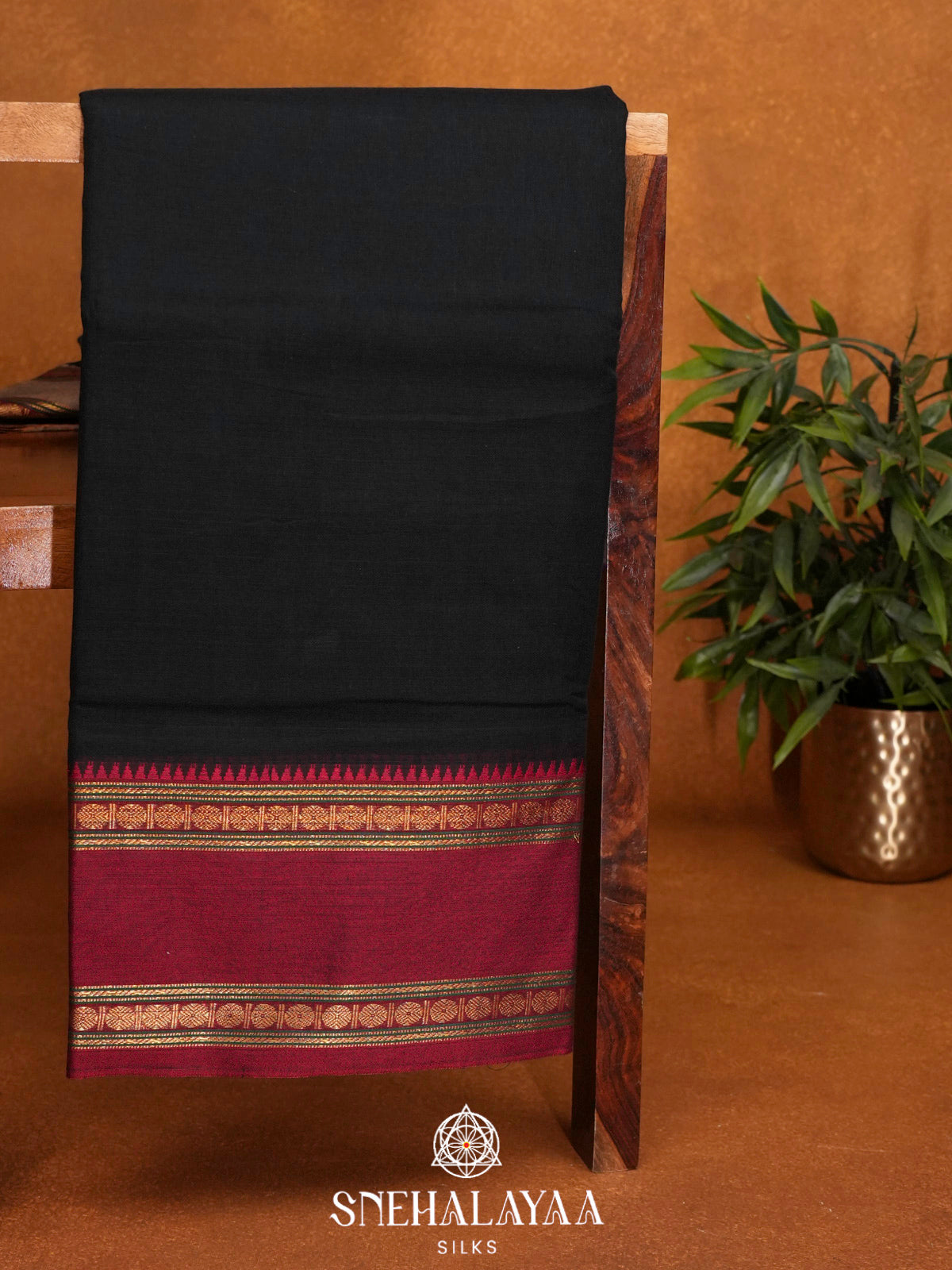 Black Narayanpet Cotton Saree