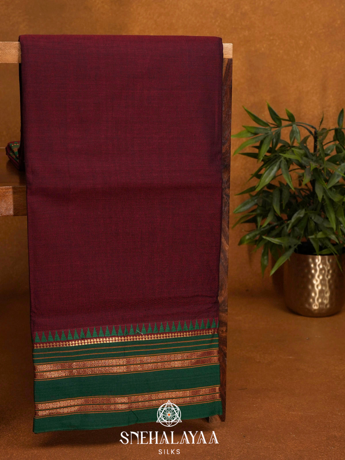 Maroon Narayanpet Cotton Saree