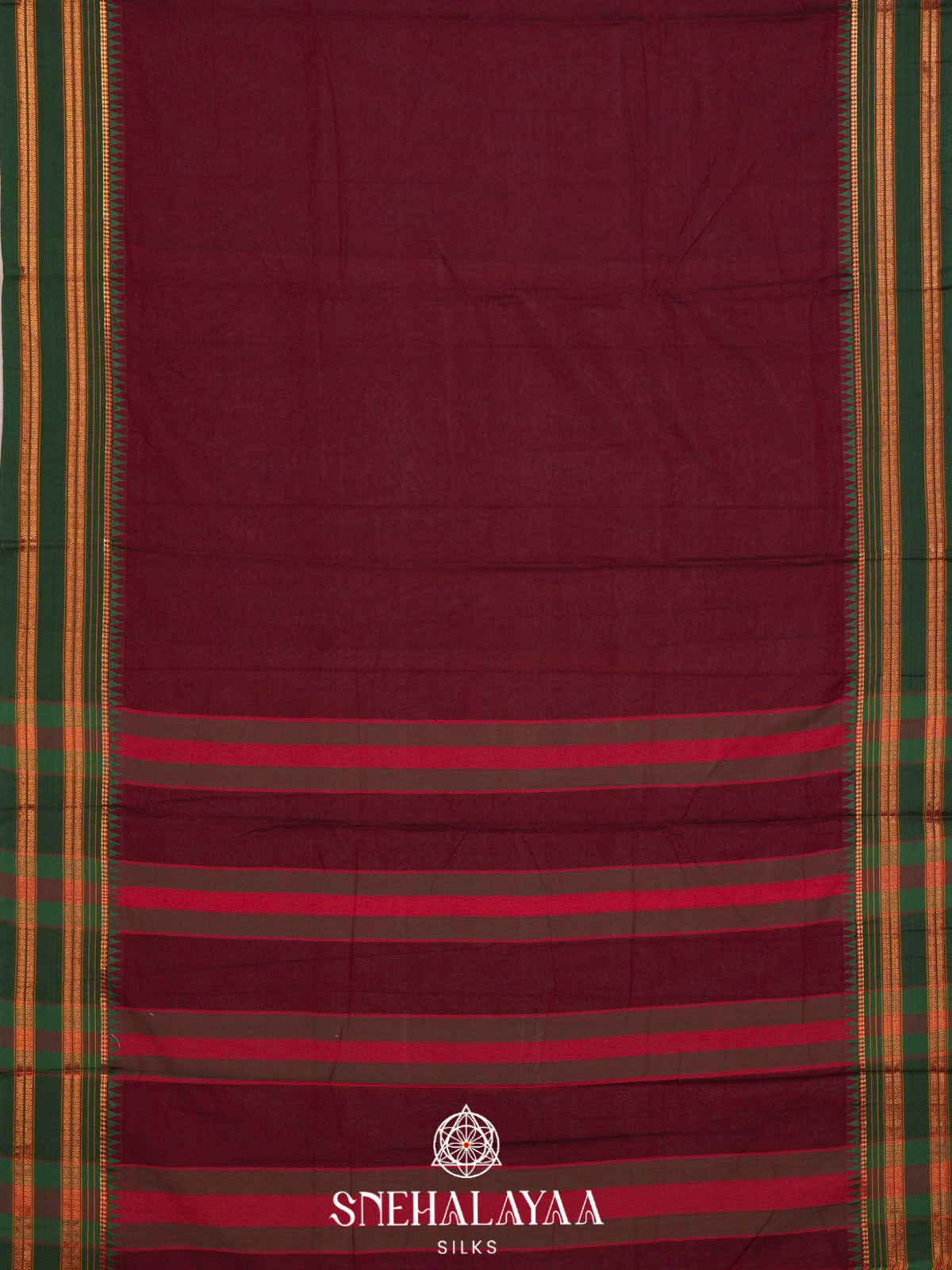 Maroon Narayanpet Cotton Saree