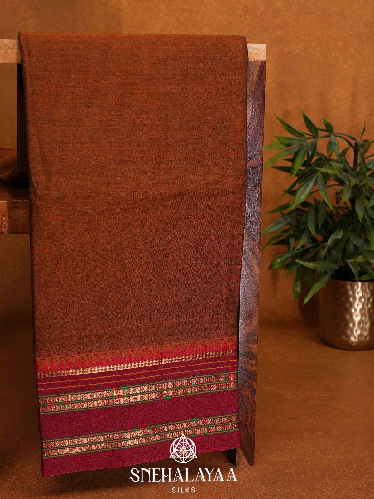Copper Brown Narayanpet Cotton Saree