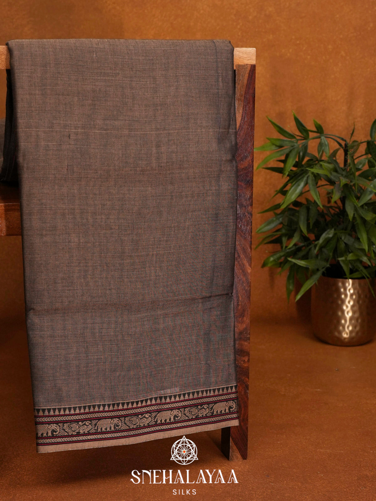 Taupe Brown Narayanpet Cotton Saree