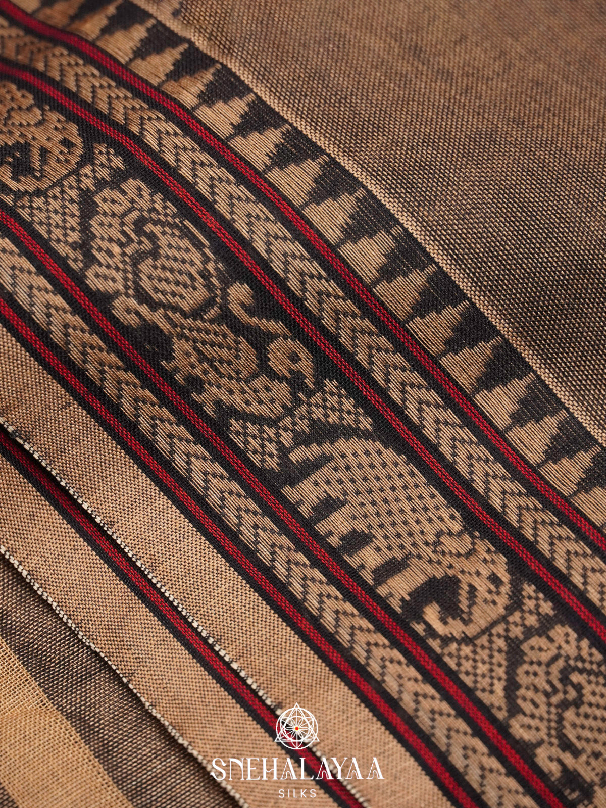 Taupe Brown Narayanpet Cotton Saree