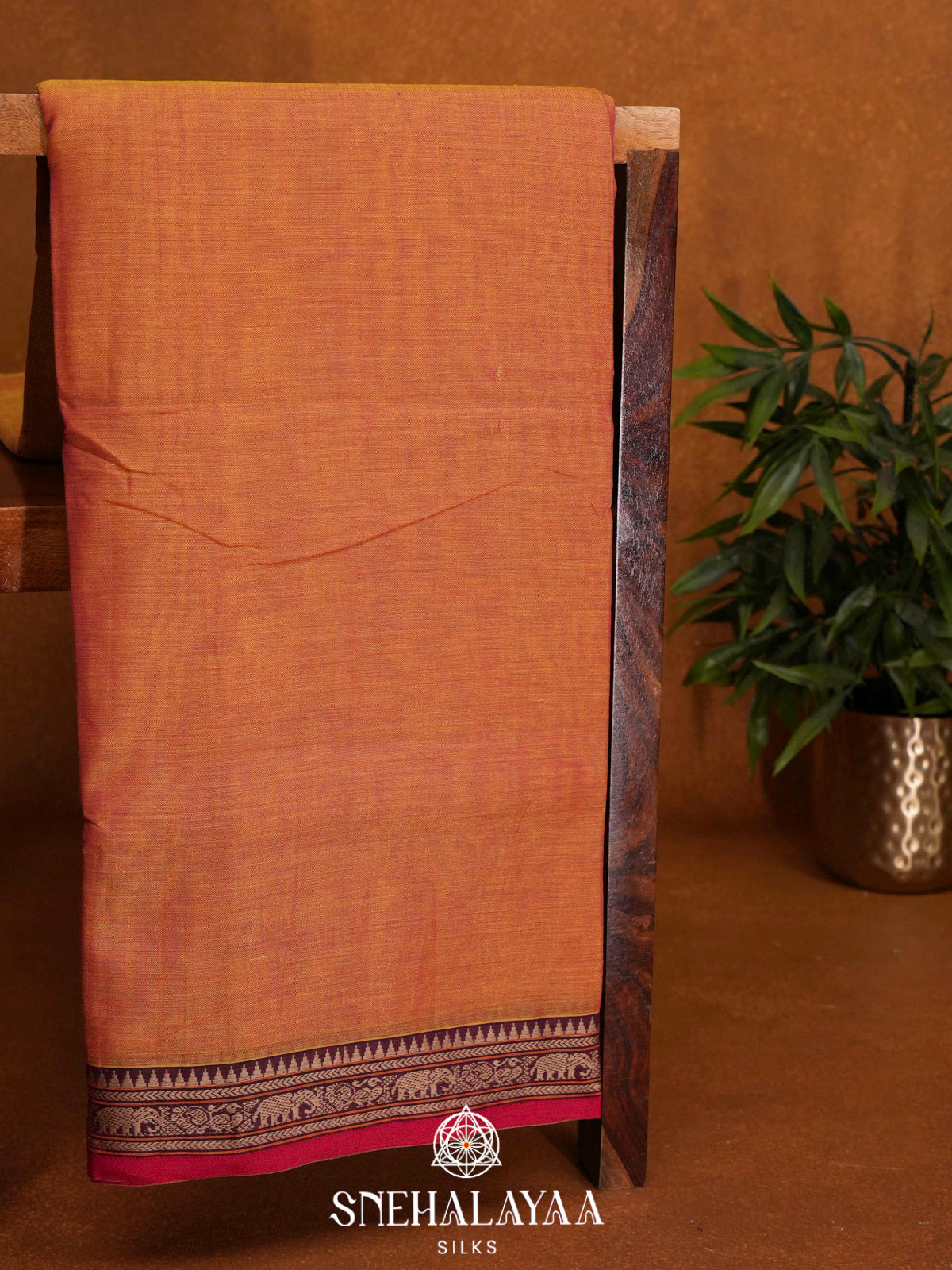 Peach Narayanpet Cotton Saree