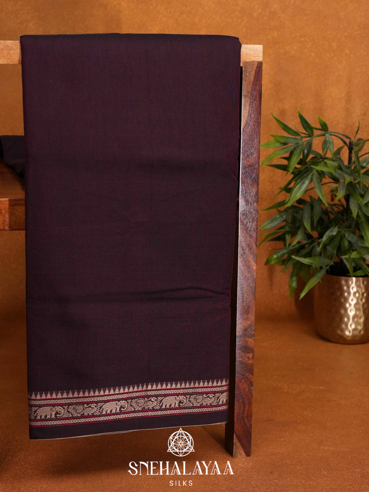 Aubergine Narayanpet Cotton Saree