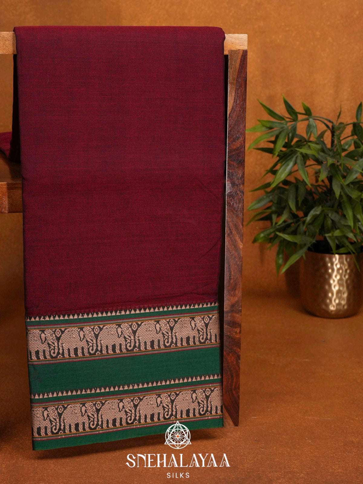 Maroon Narayanpet Cotton Saree
