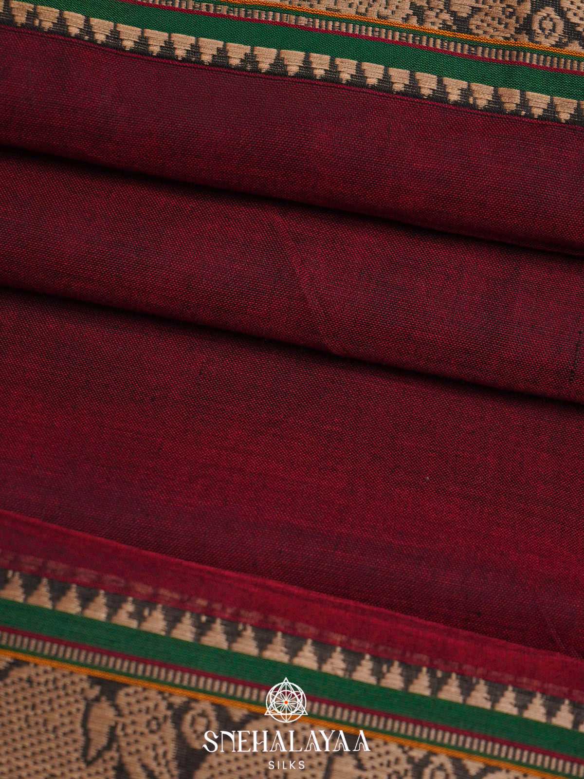 Maroon Narayanpet Cotton Saree