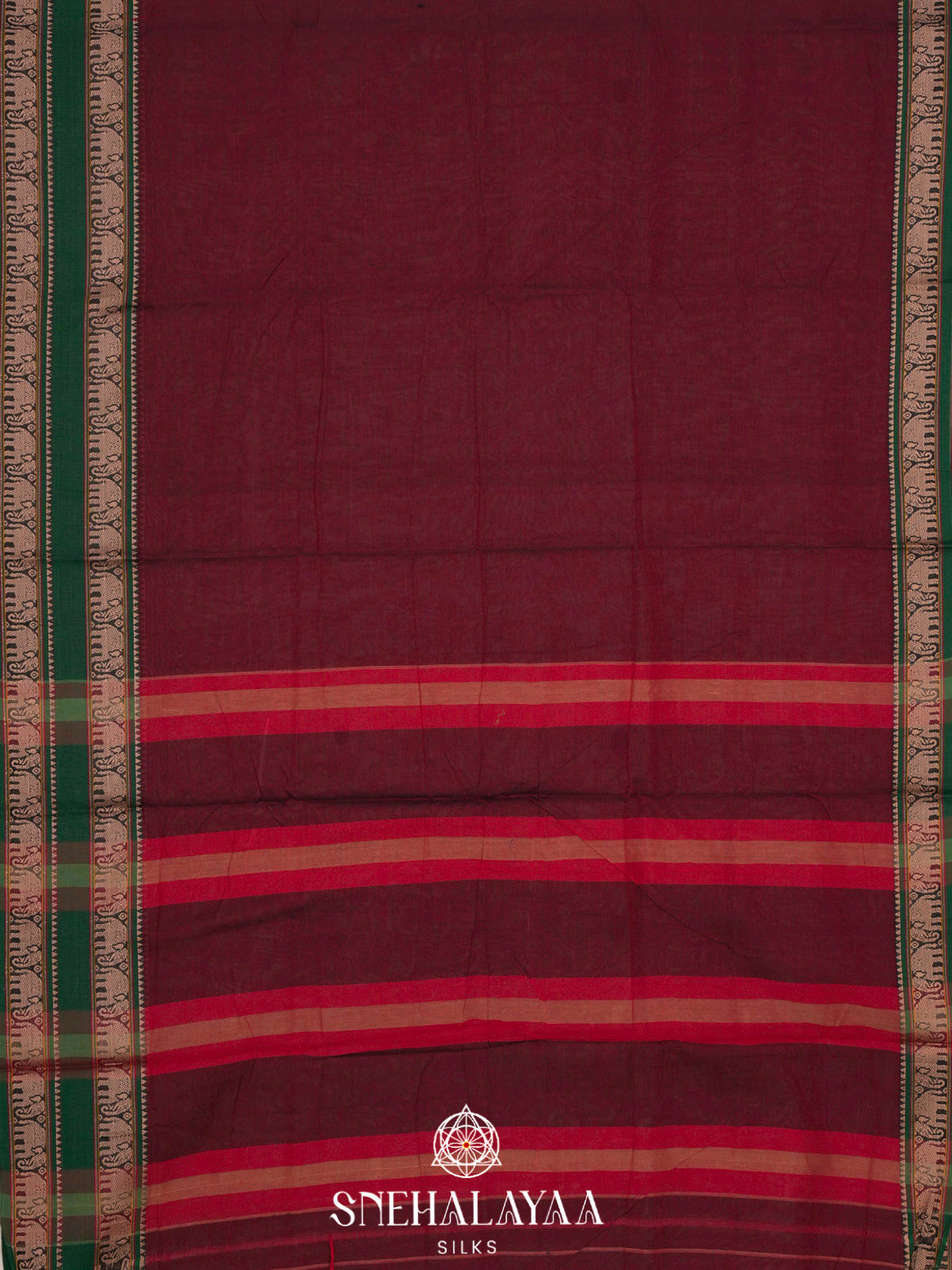 Maroon Narayanpet Cotton Saree