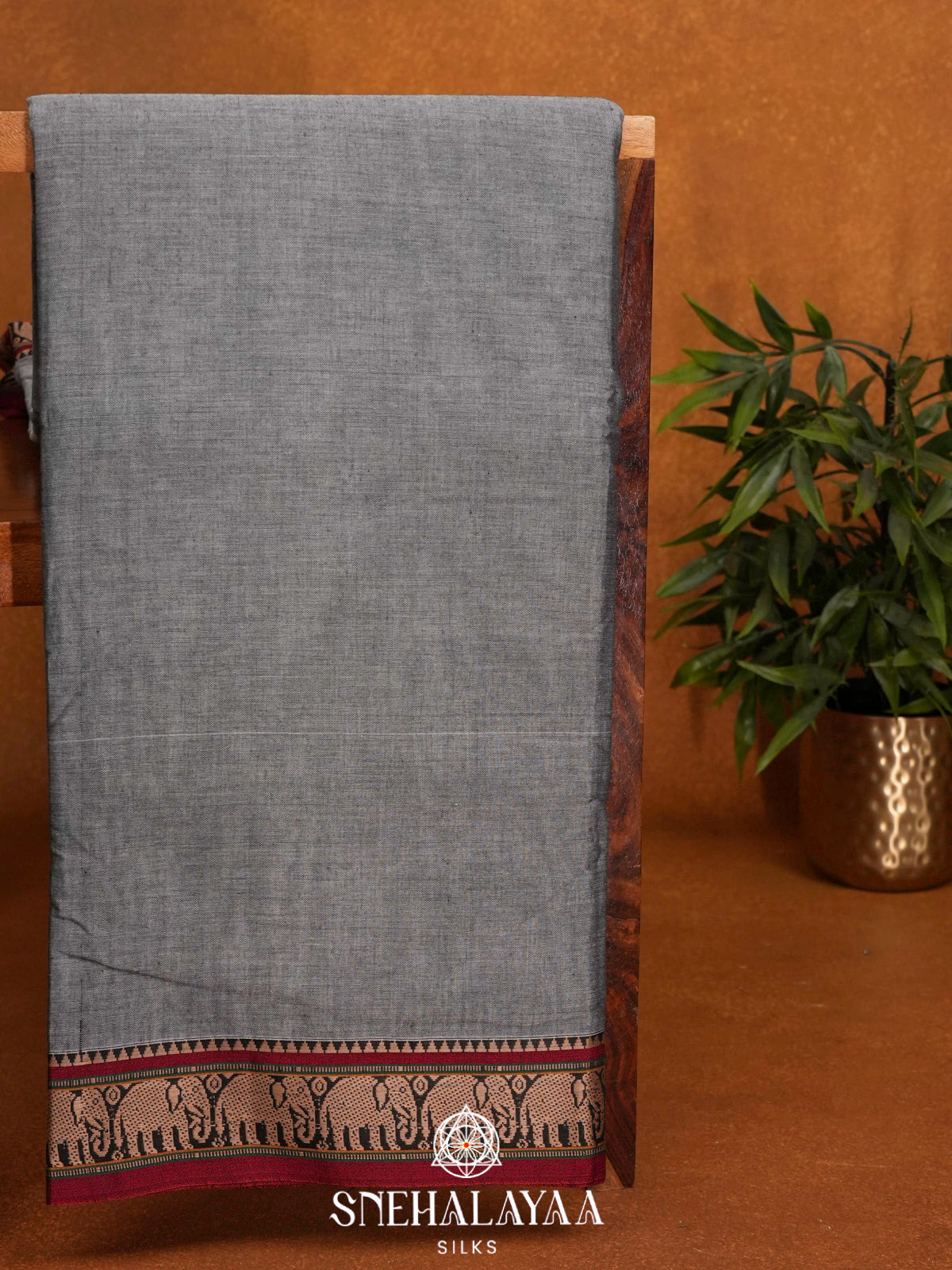 Grey Narayanpet Cotton Saree