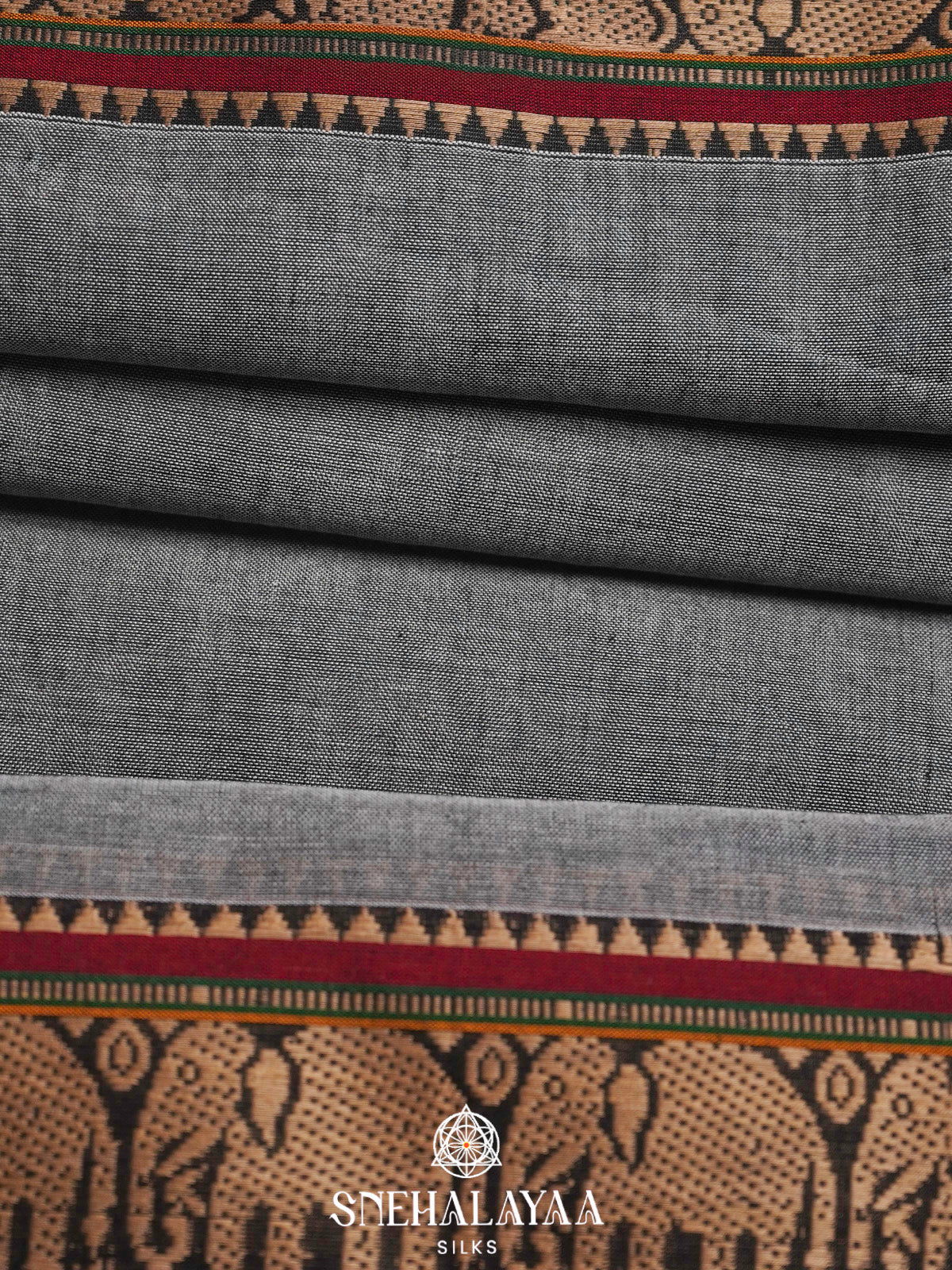 Grey Narayanpet Cotton Saree