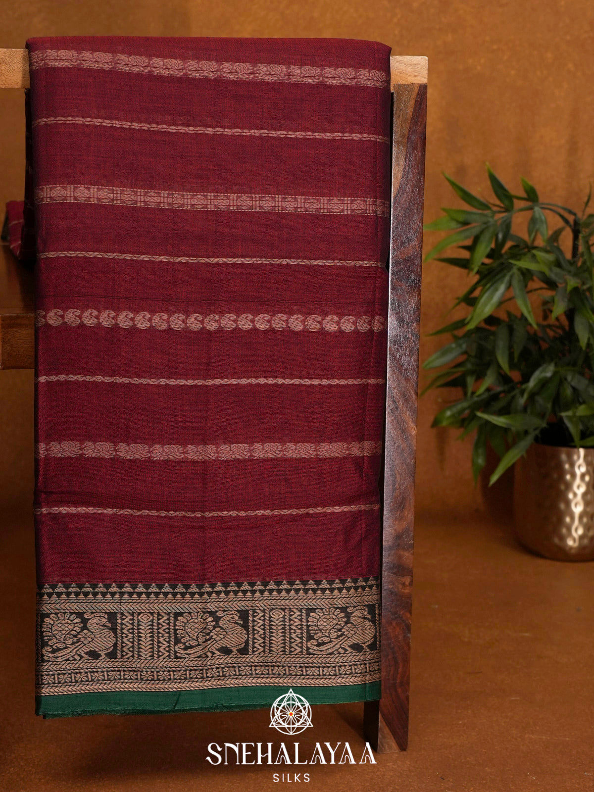 Maroon Narayanpet Cotton Saree