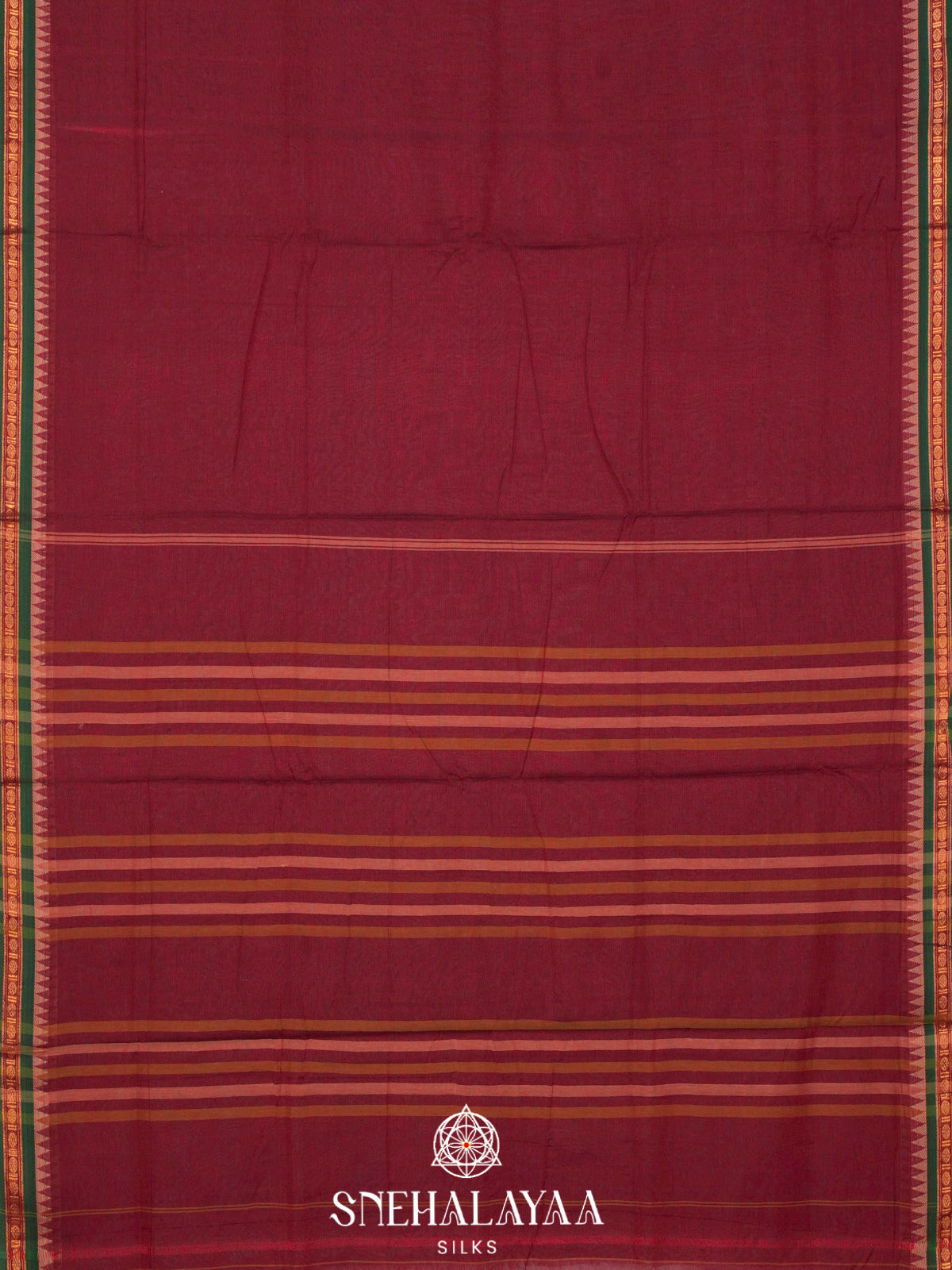 Maroon Narayanpet Cotton Saree