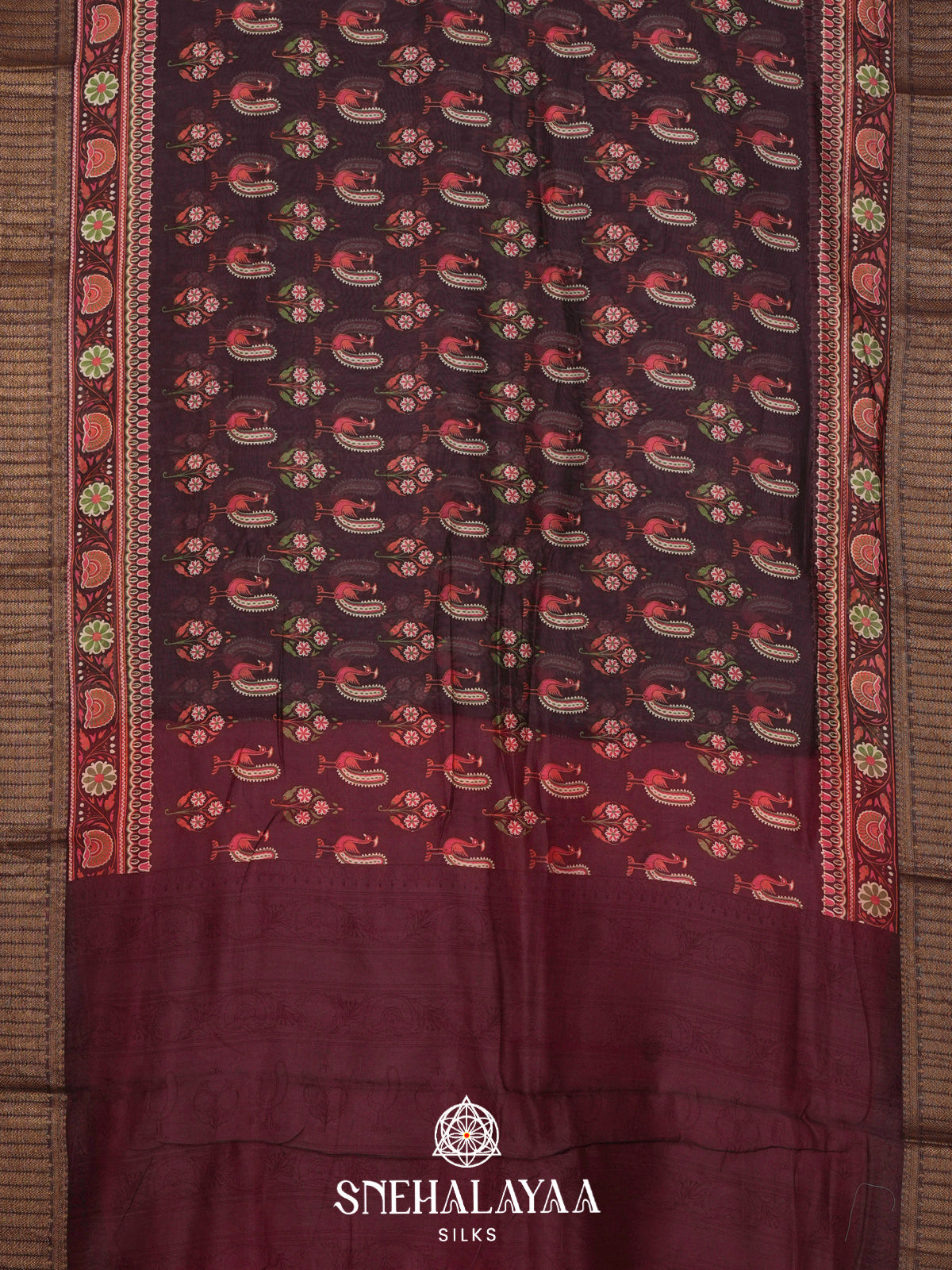 Dark Plum Chanderi Saree with Rich Zari Border