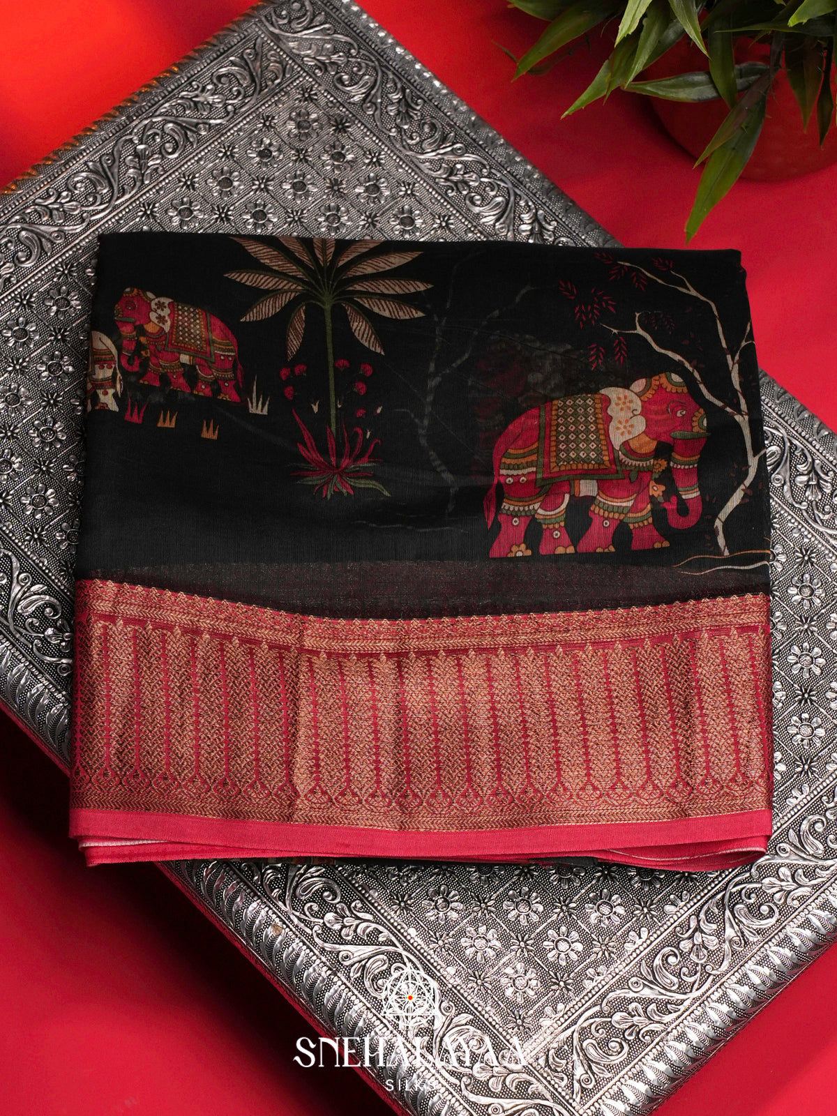 Black Chanderi Saree with Rich Zari Border