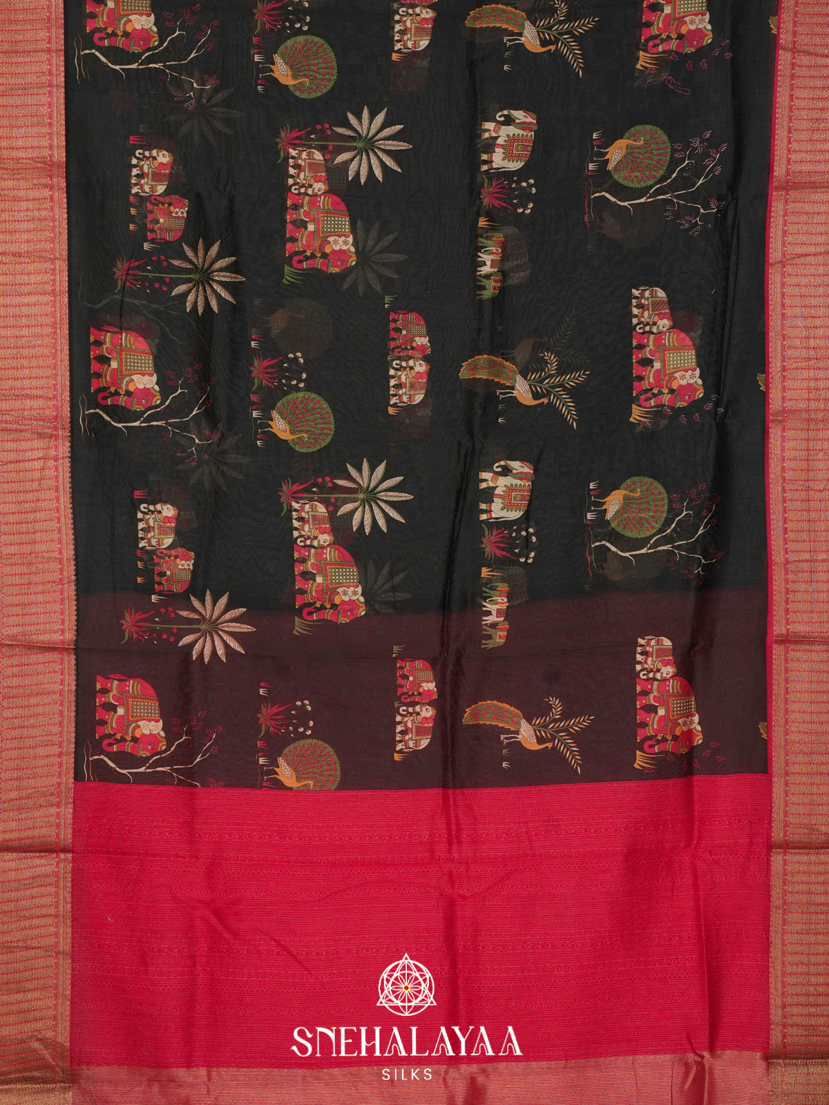 Black Chanderi Saree with Rich Zari Border