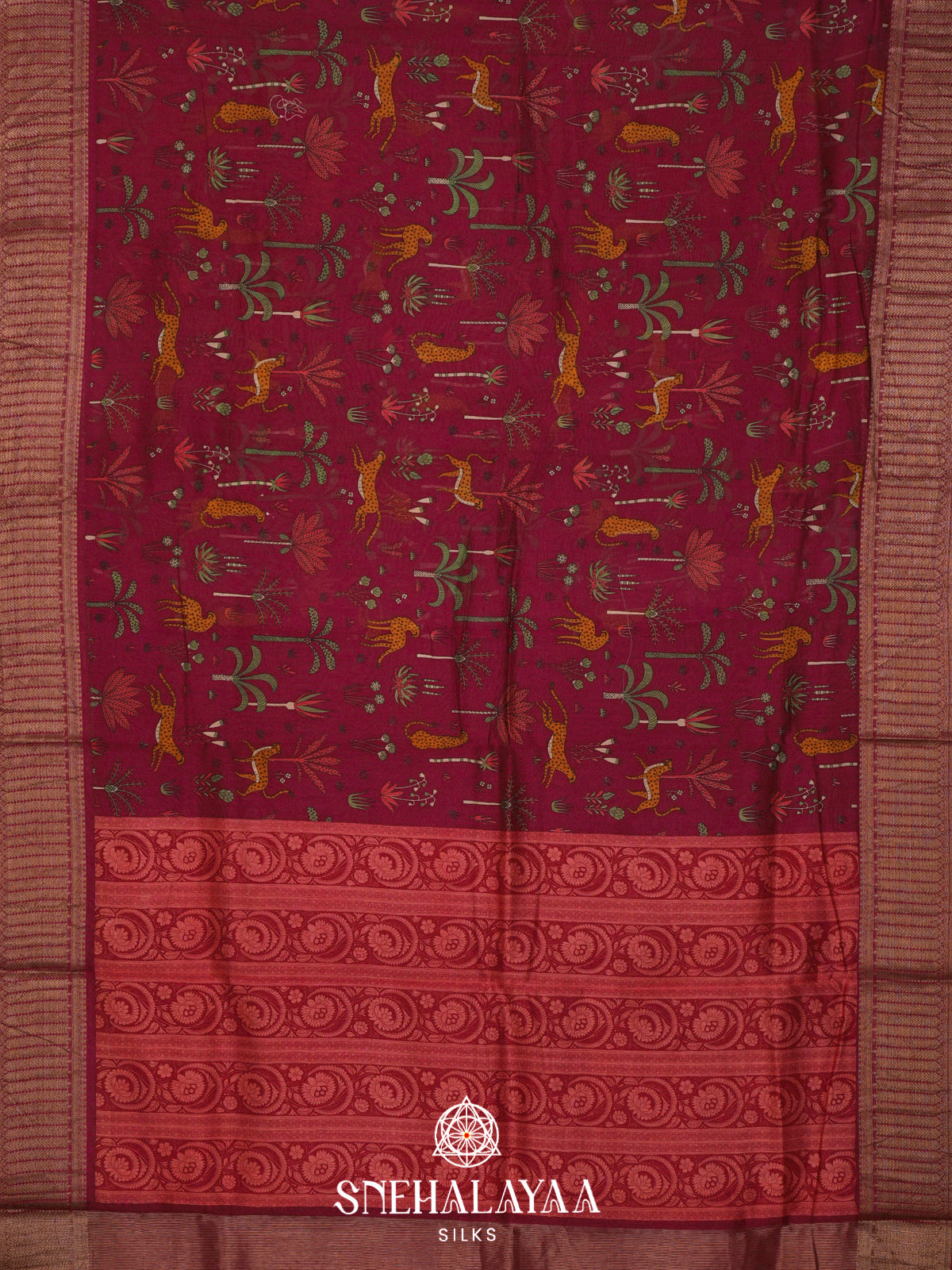 Wine Chanderi Saree with Rich Zari Border