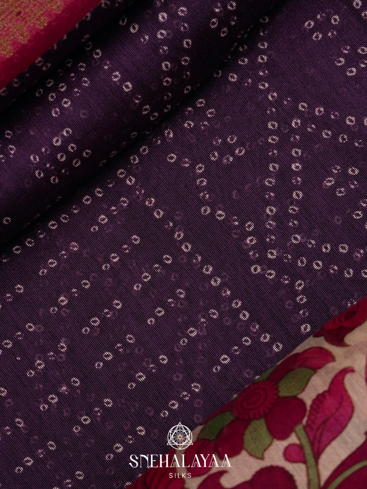 Purple Chanderi Saree with Peacock Printed Border & Rich Zari Border