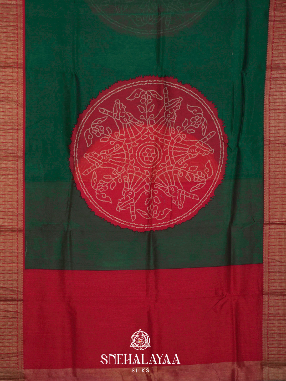Bottle Green Chanderi Saree with Rich Zari Border