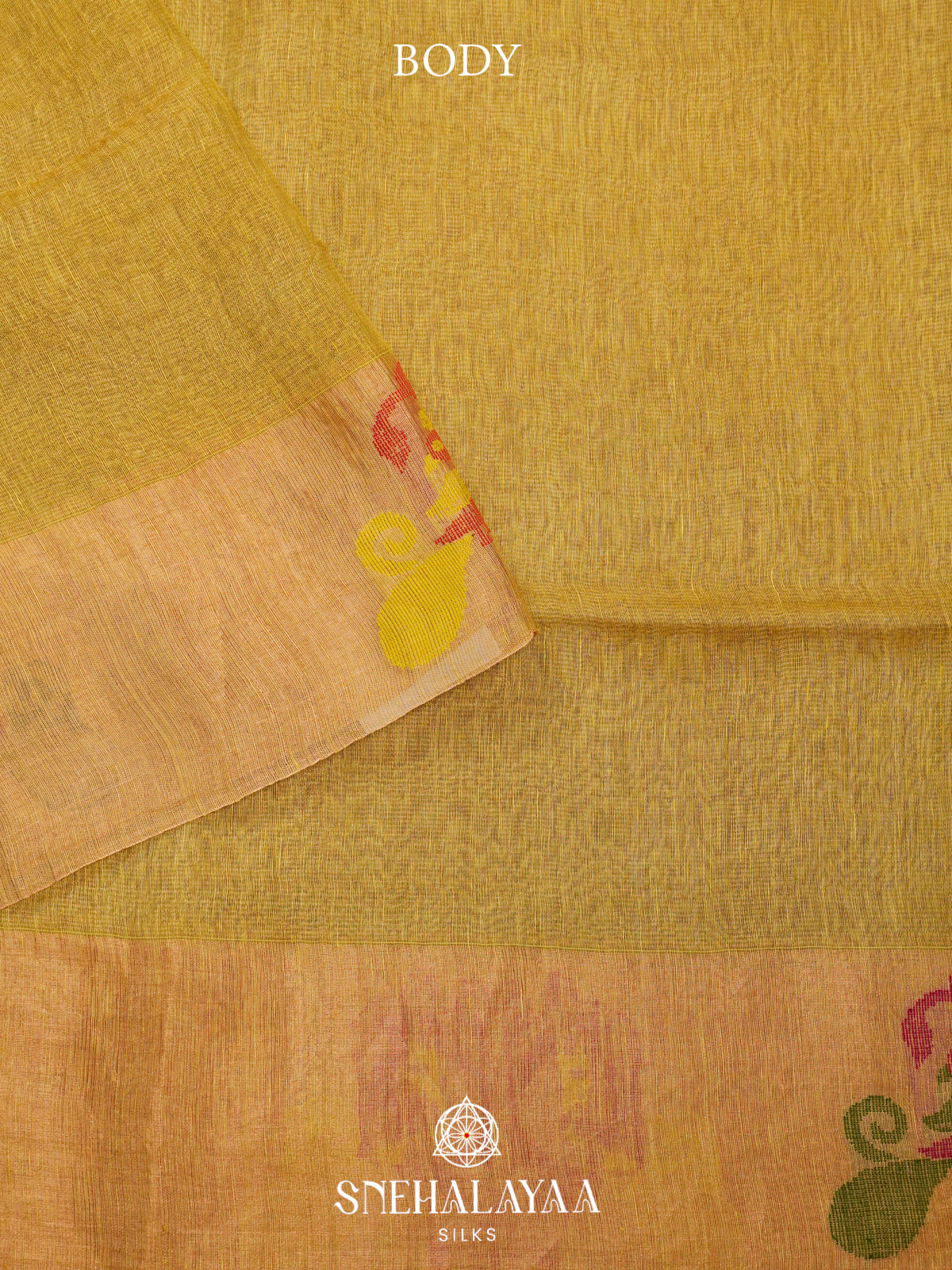 Mustard Yellow Linen Saree