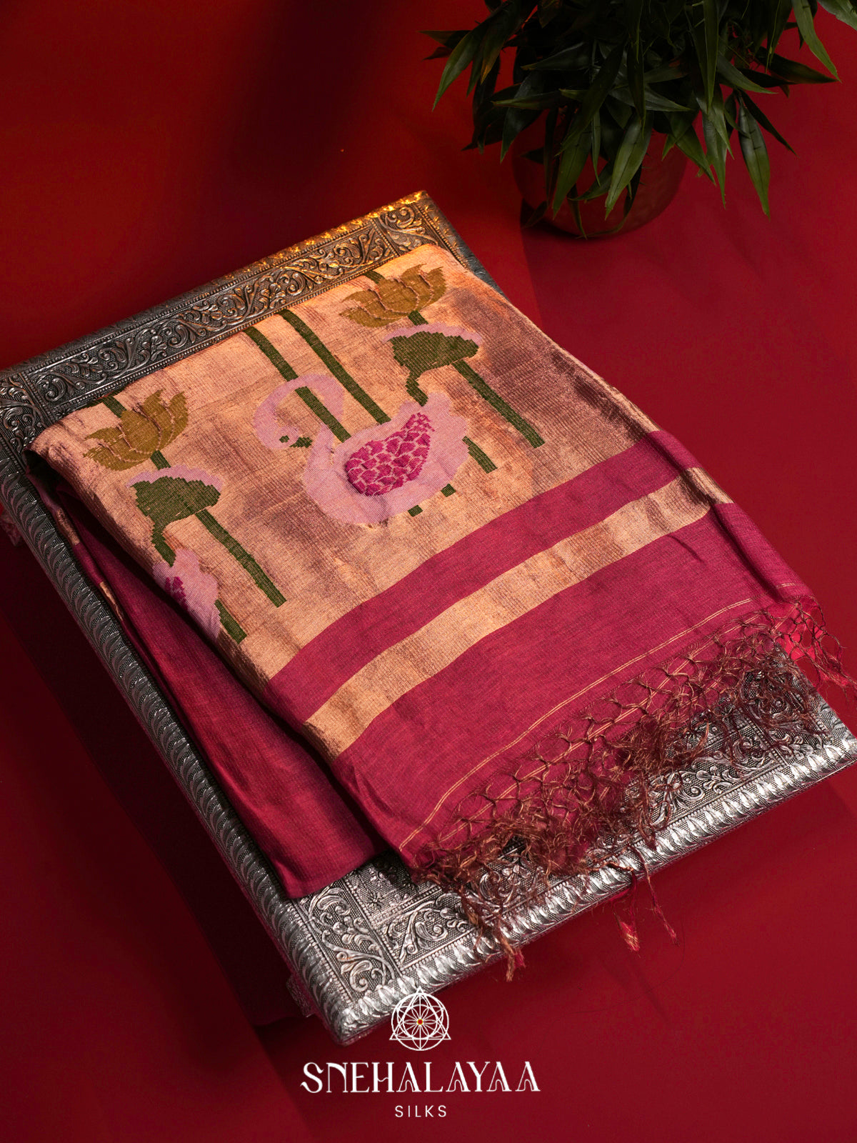 Pink Linen Saree