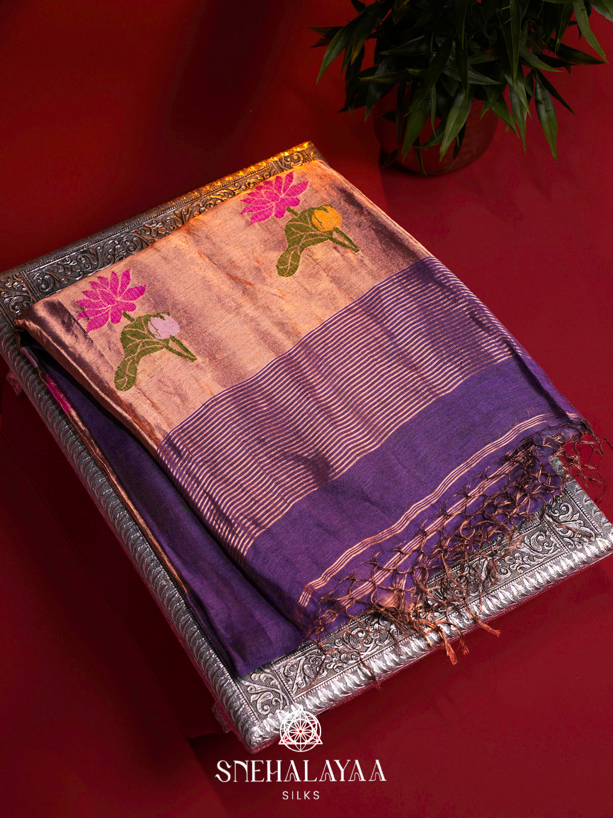 Royal Purple Linen Saree