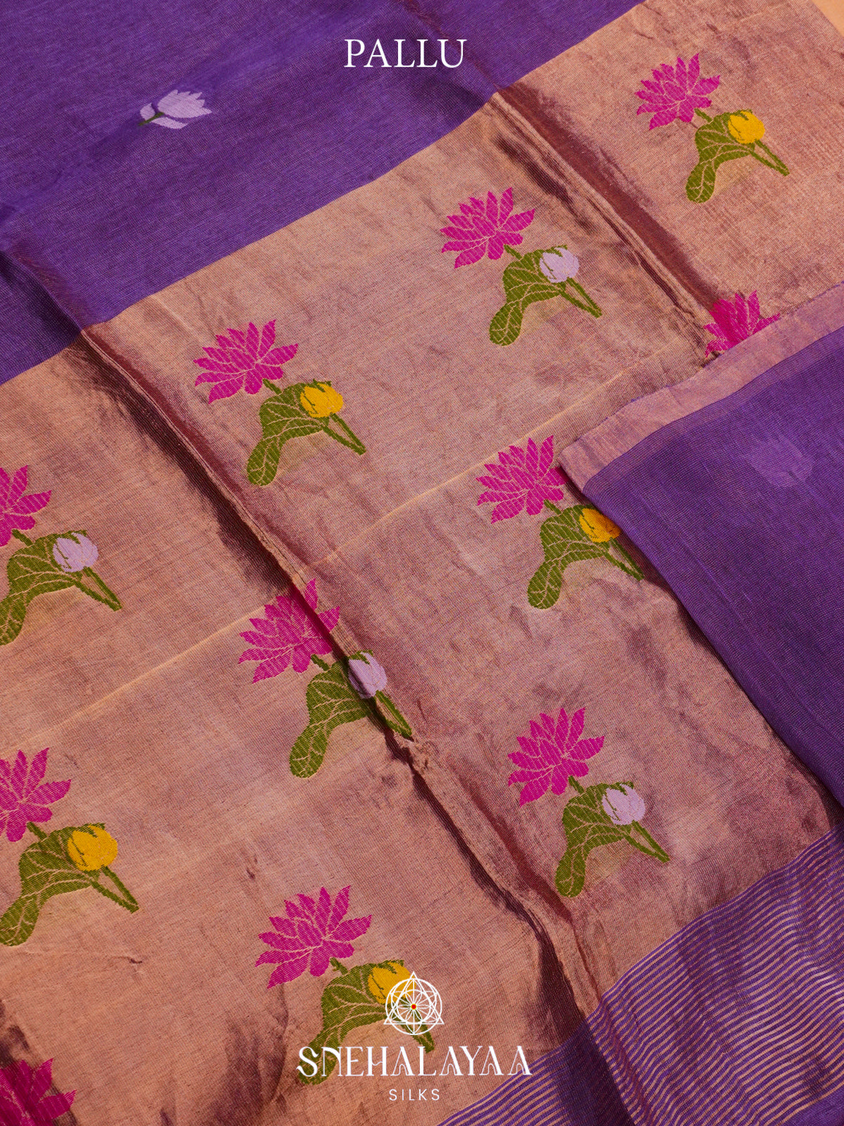Royal Purple Linen Saree