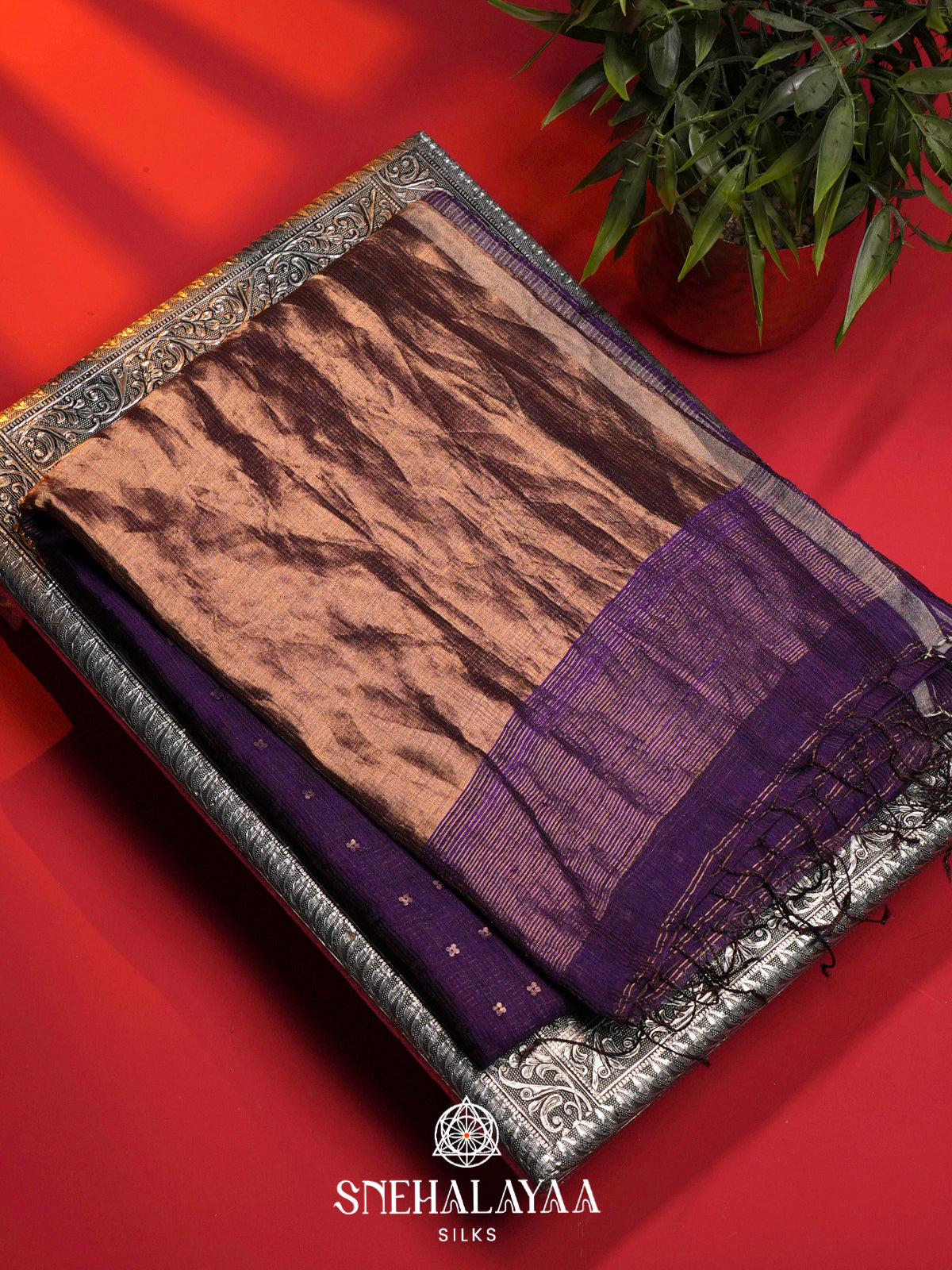 Violet Kora Silk Saree