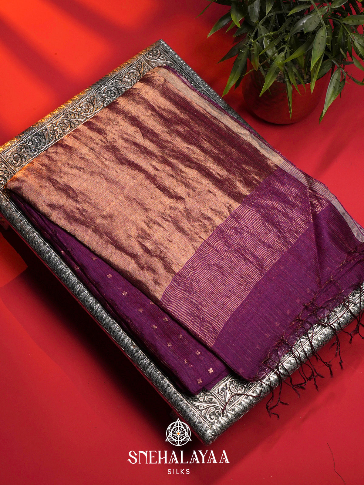 Royal Purple Kora Silk Saree