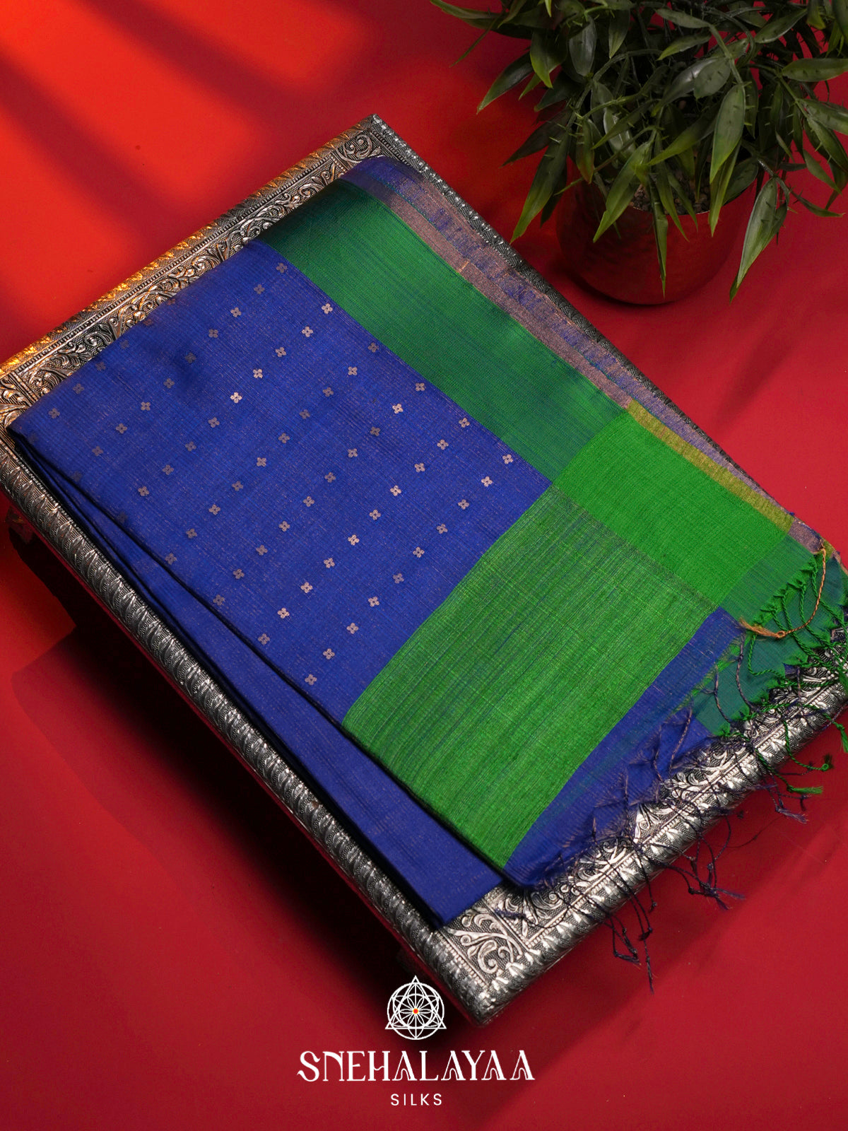Blue Kora Silk Saree