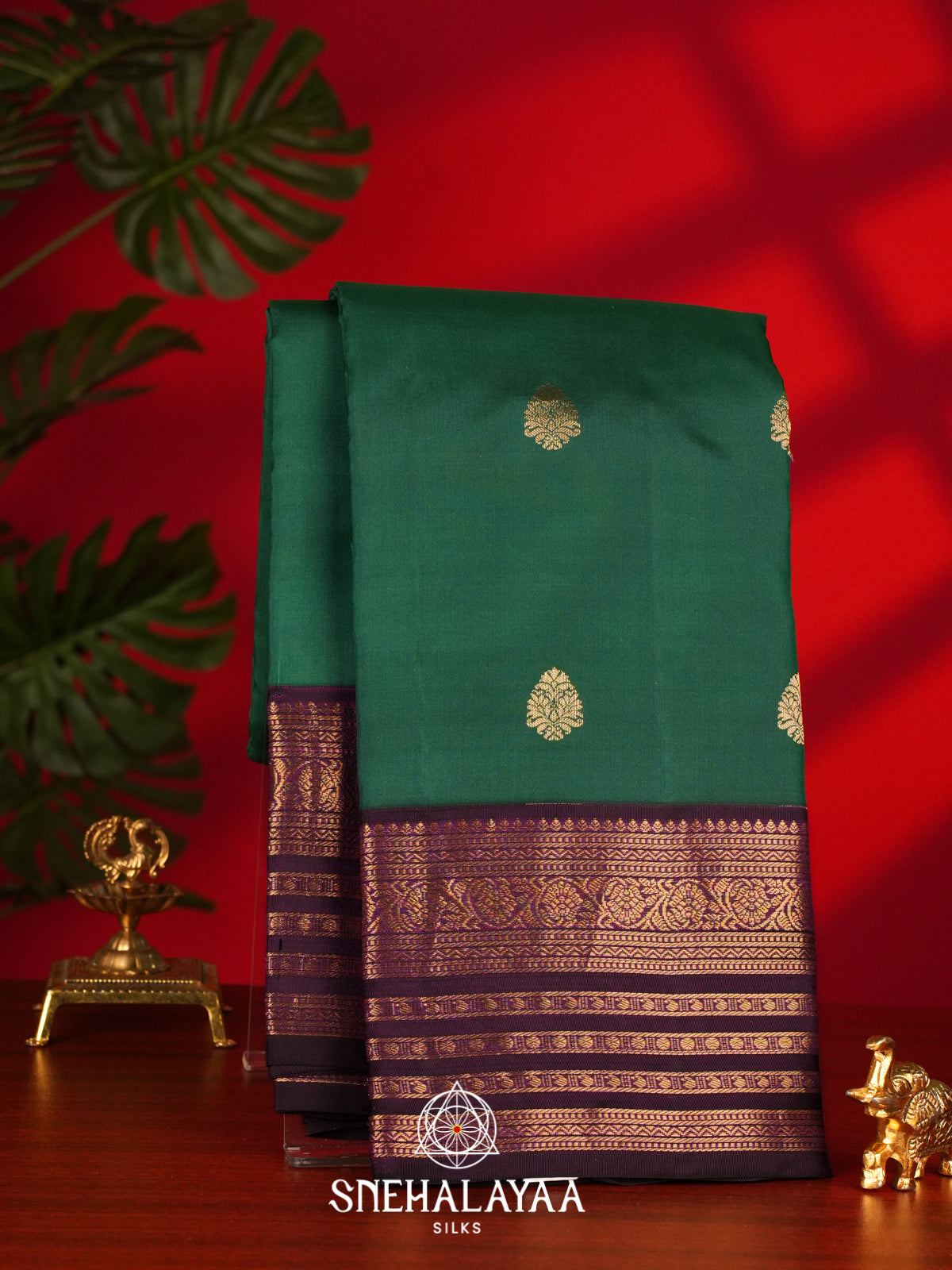 Bottle Green Kanjivaram Silk Saree