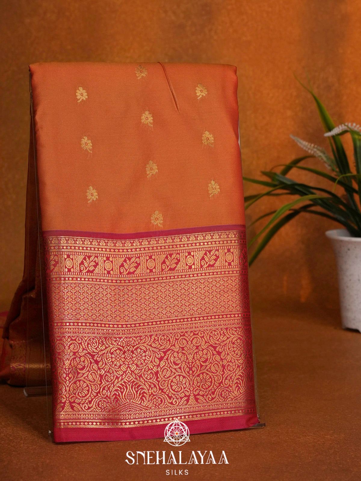 Orange  Art Silk Saree