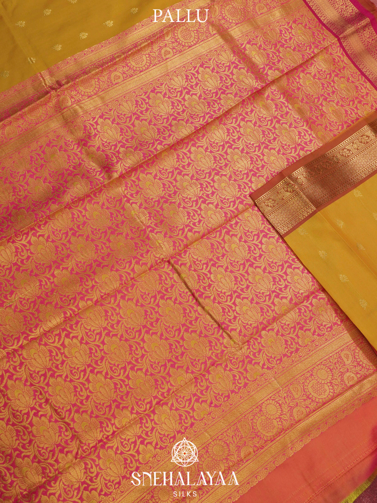 Mango Yellow  Art Silk Saree