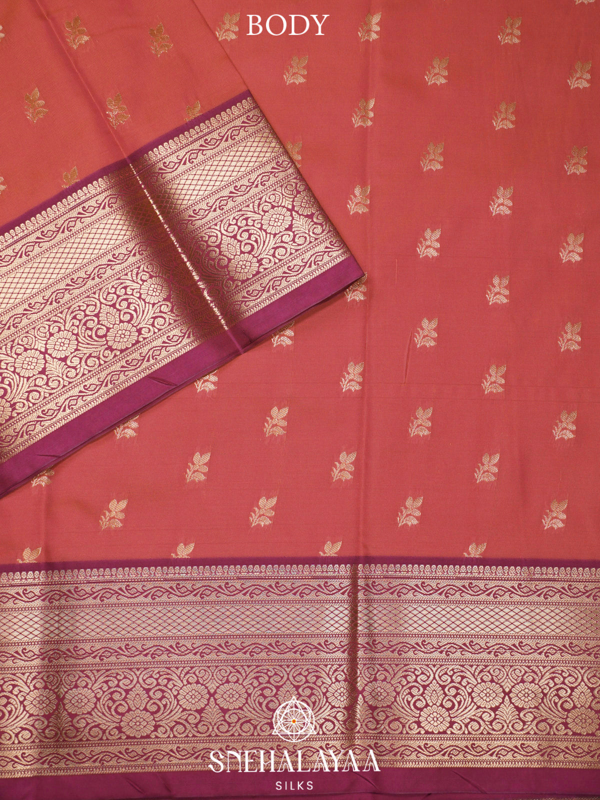 Coral Peach  Art Silk Saree