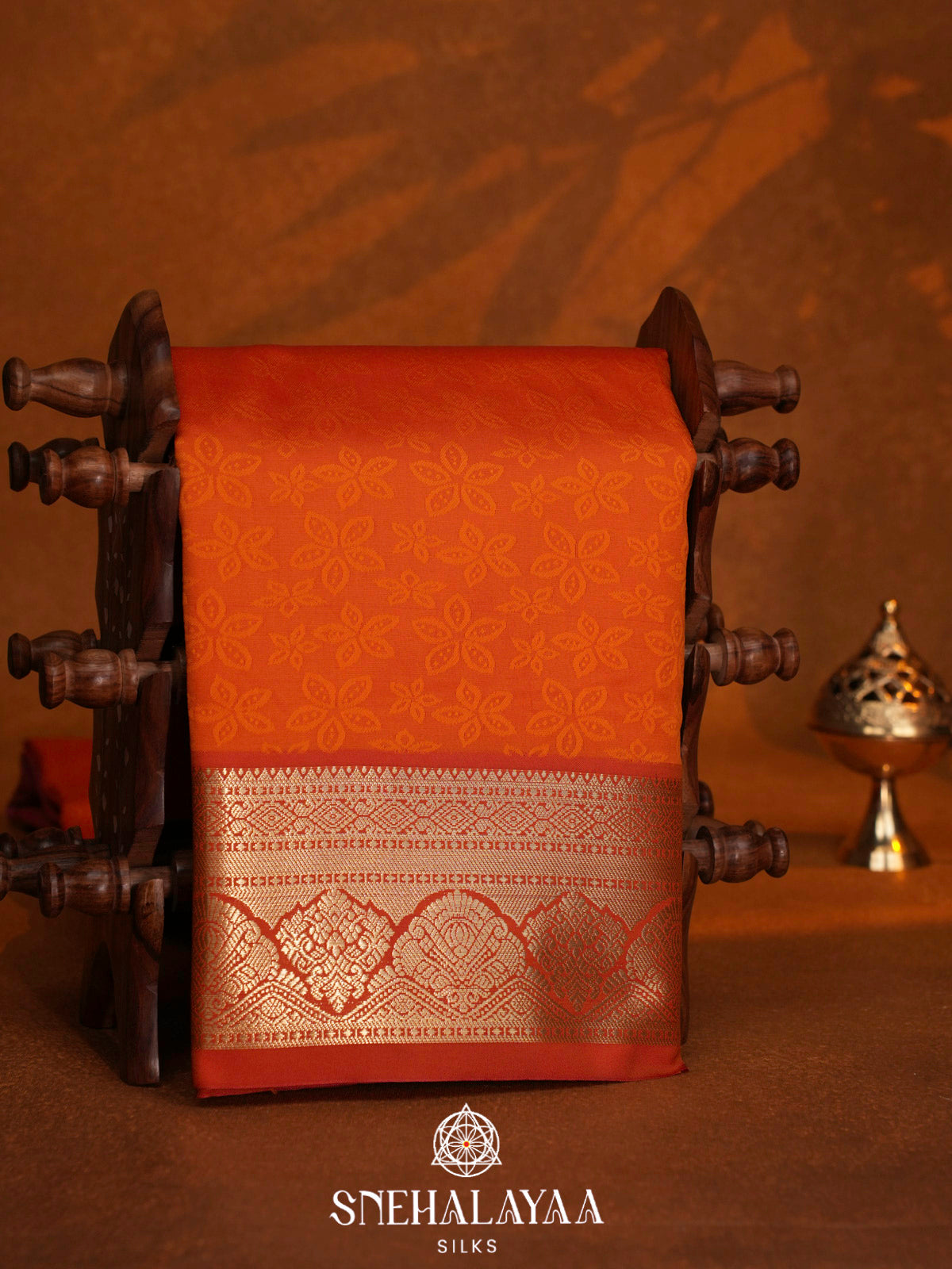 Rust Orange  Art Silk Saree