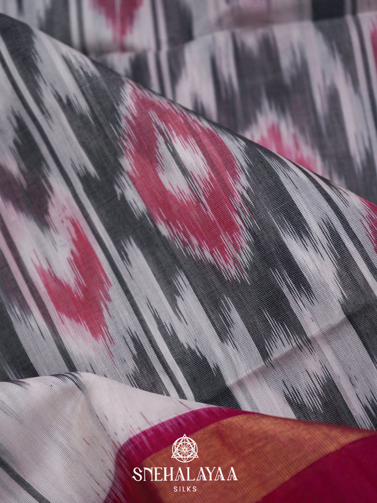 Off White  Ikkat Silk Cotton Saree