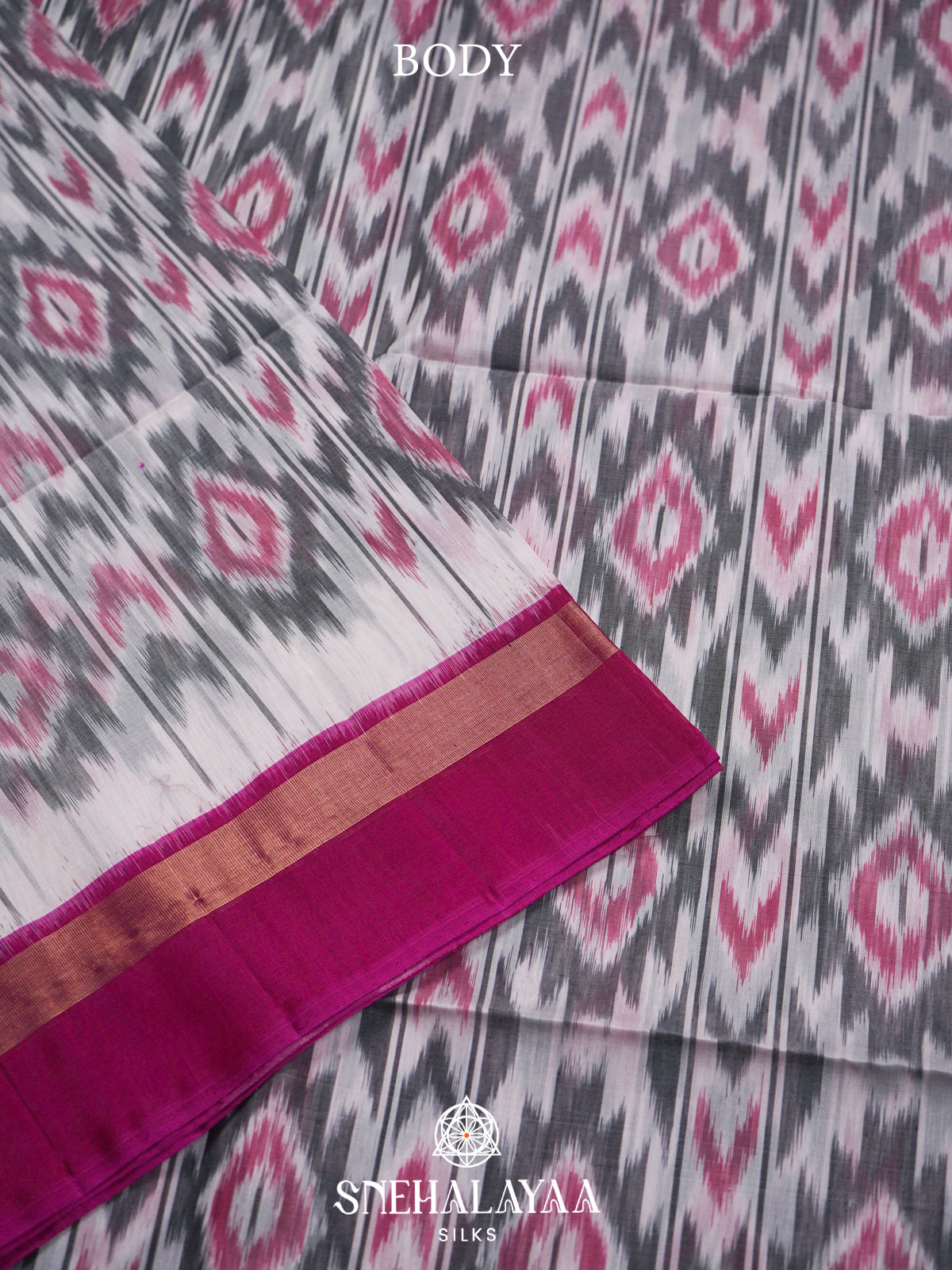 Off White  Ikkat Silk Cotton Saree