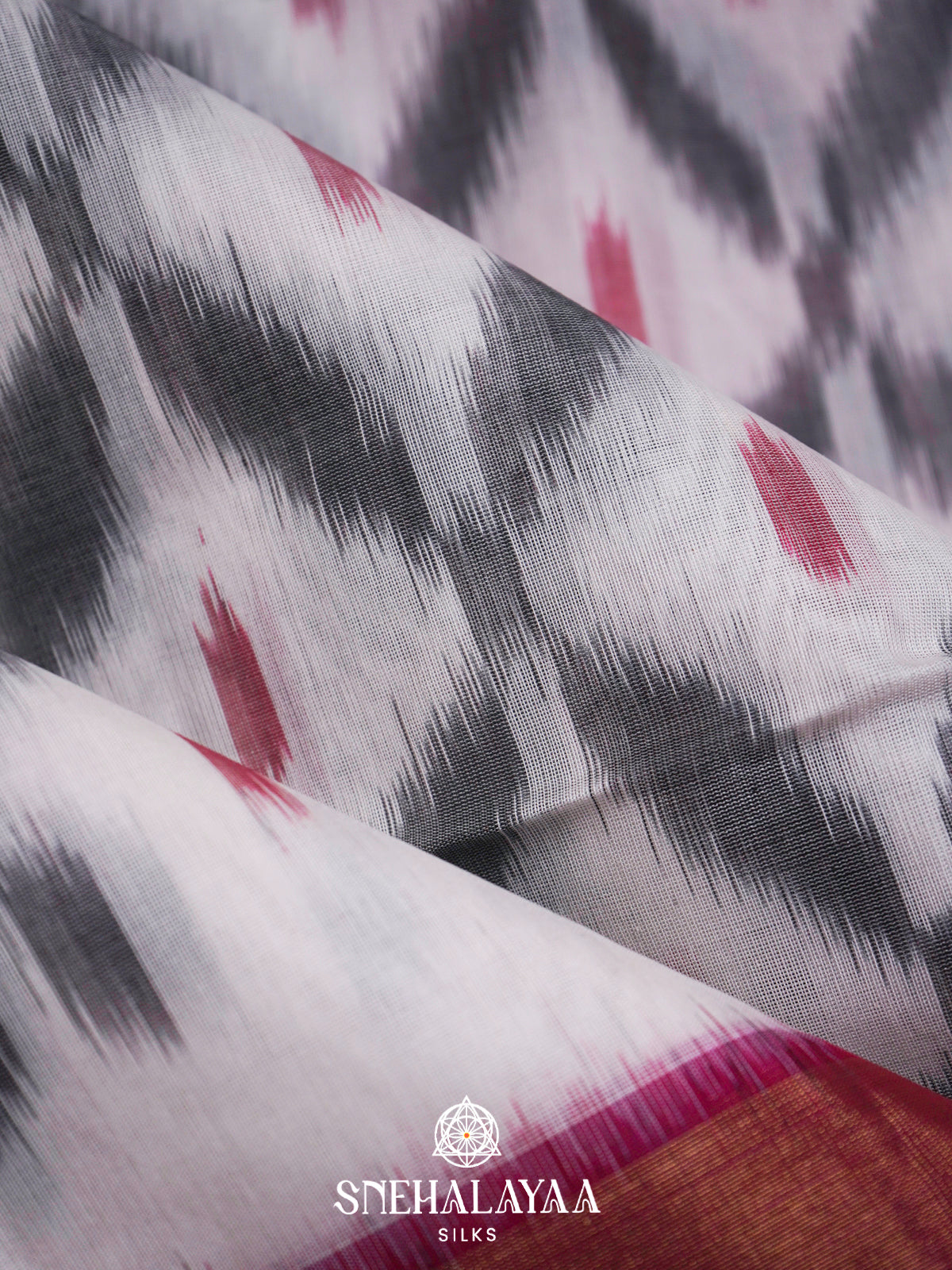 Off White  Ikkat Silk Cotton Saree