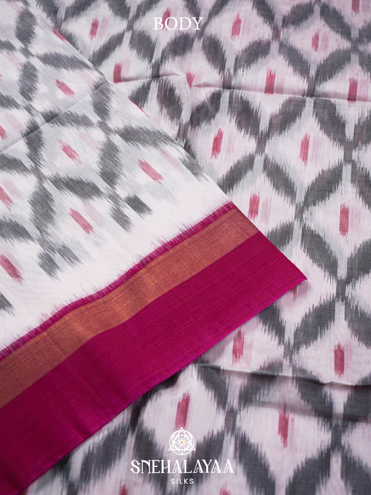 Off White  Ikkat Silk Cotton Saree
