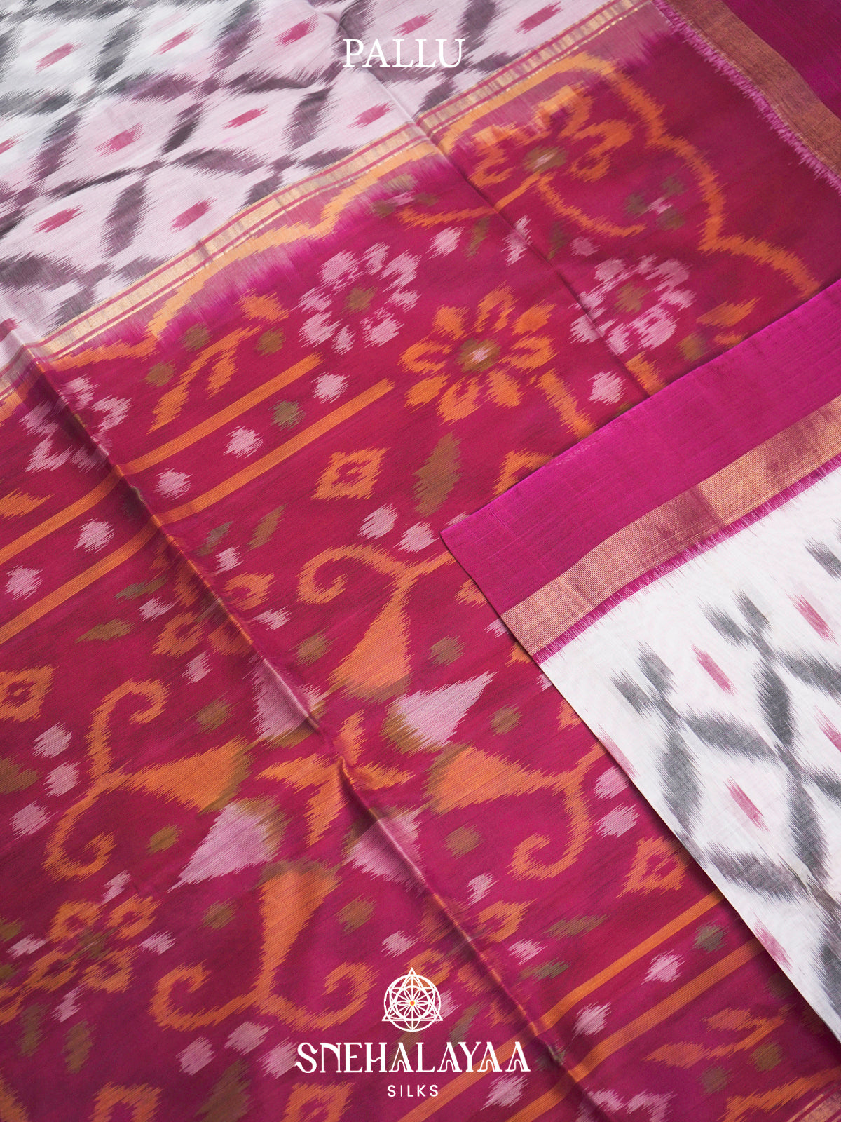 Off White  Ikkat Silk Cotton Saree