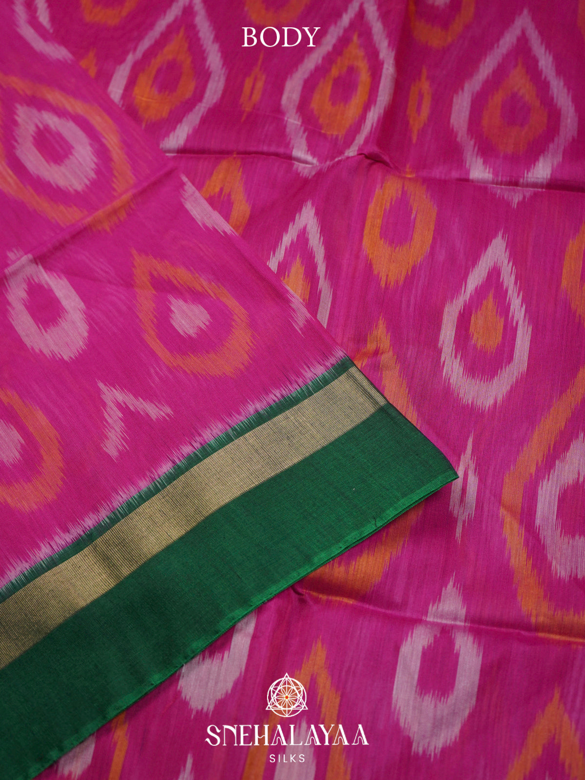 Pink  Ikkat Silk Cotton Saree