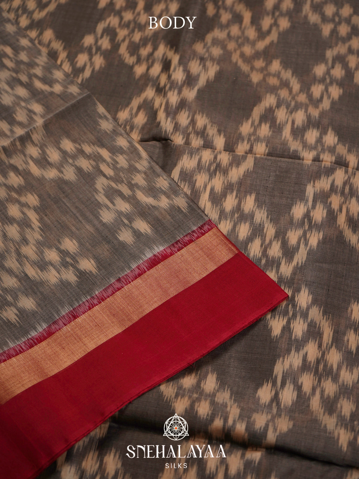 Grey  Ikkat Silk Cotton Saree