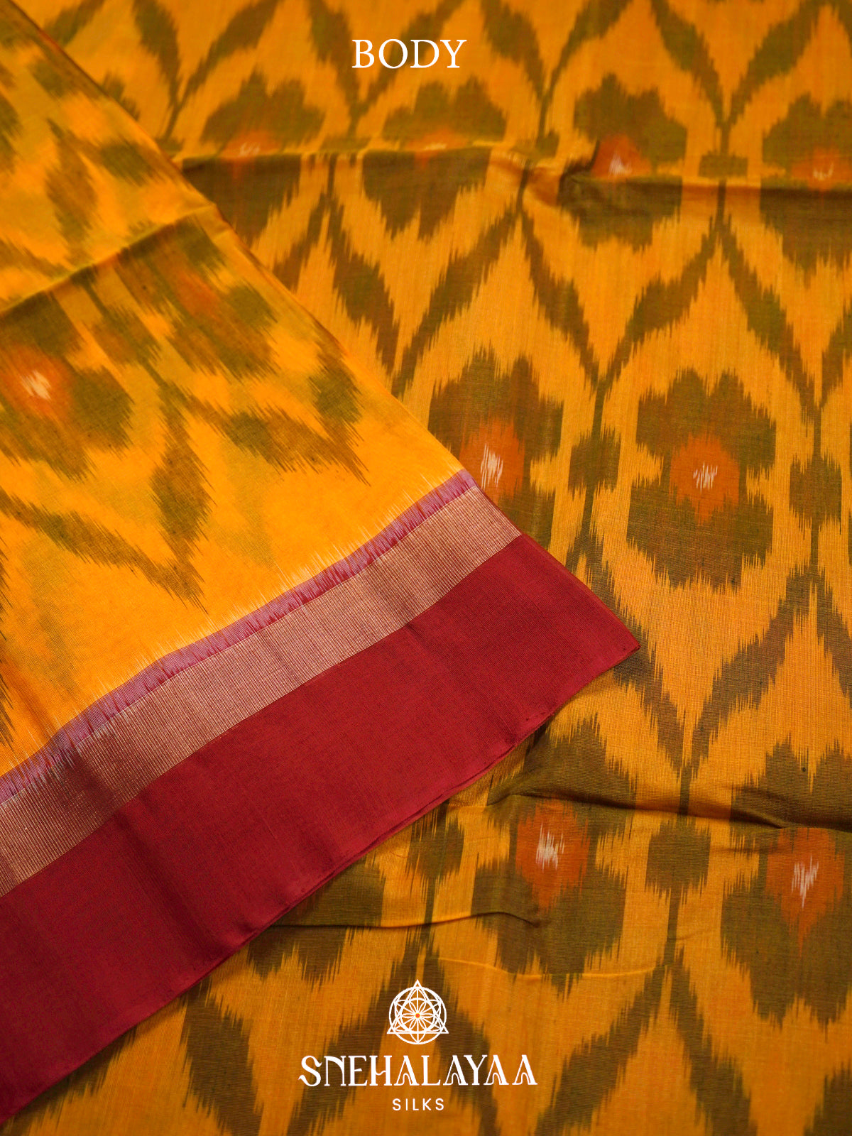 Mango Yellow  Ikkat Silk Cotton Saree